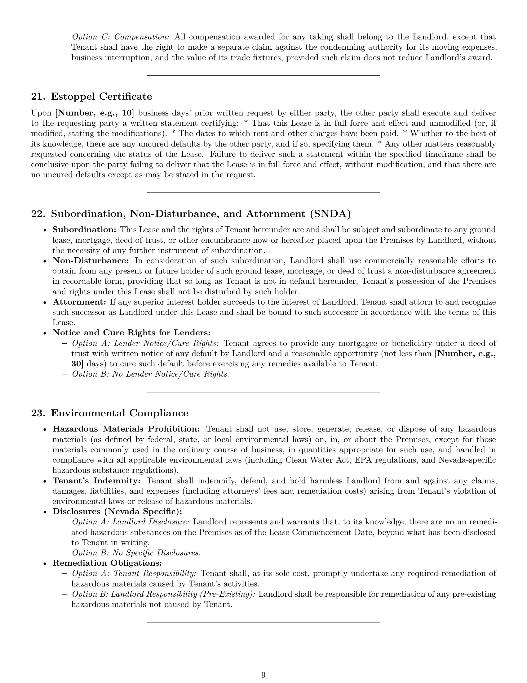 Preview page 9 of Pro Nevada commercial lease agreement template