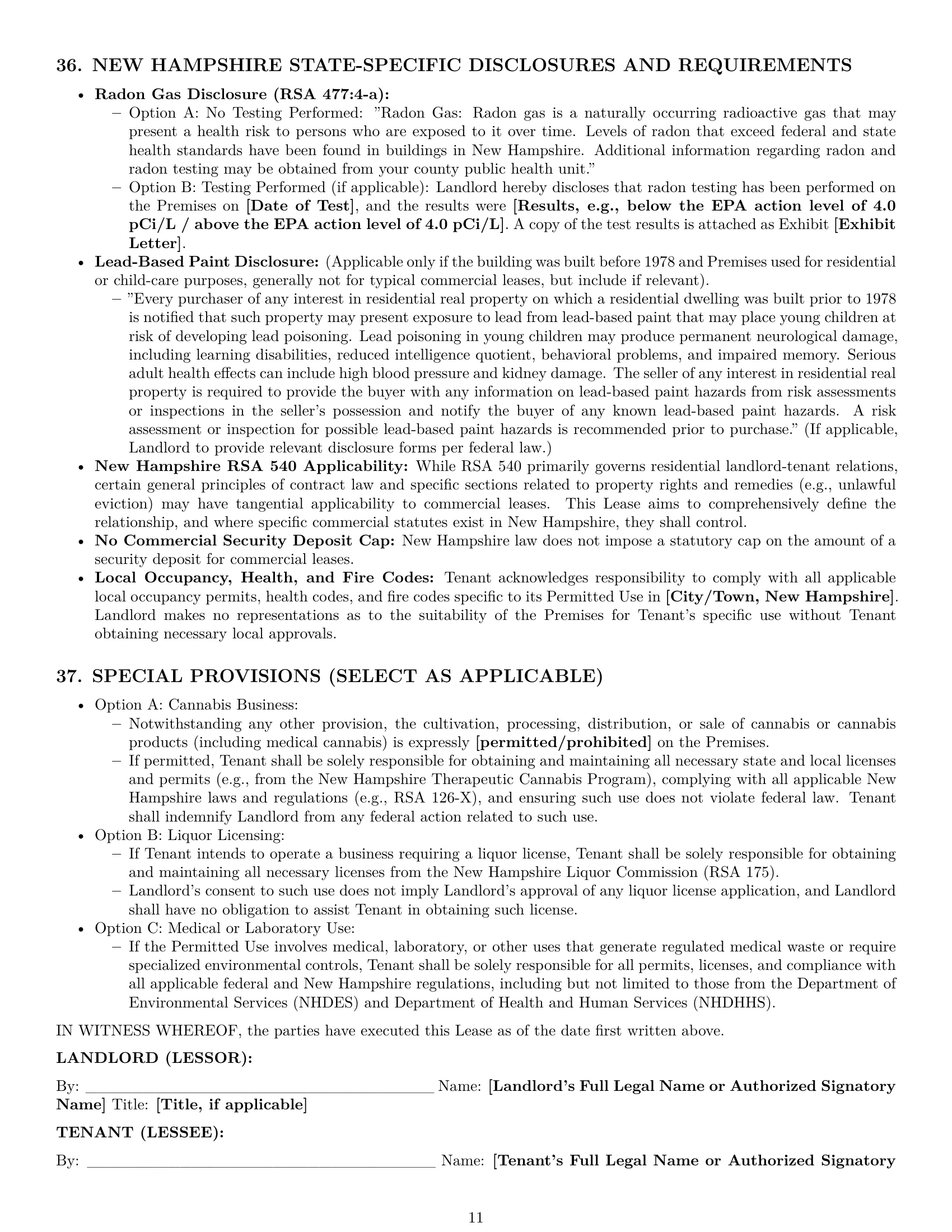 Preview page 11 of Pro New Hampshire commercial lease agreement template