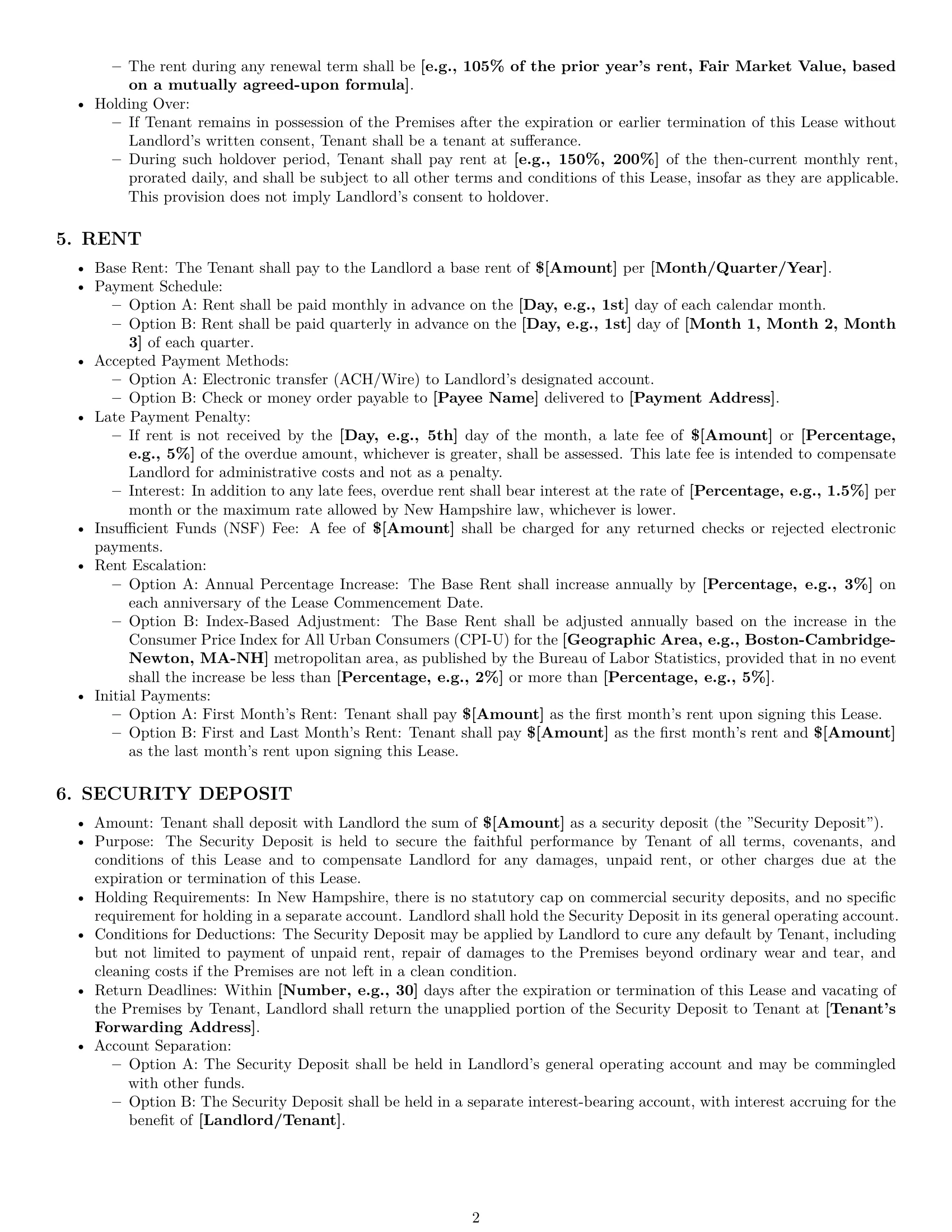 Preview page 2 of Pro New Hampshire commercial lease agreement template