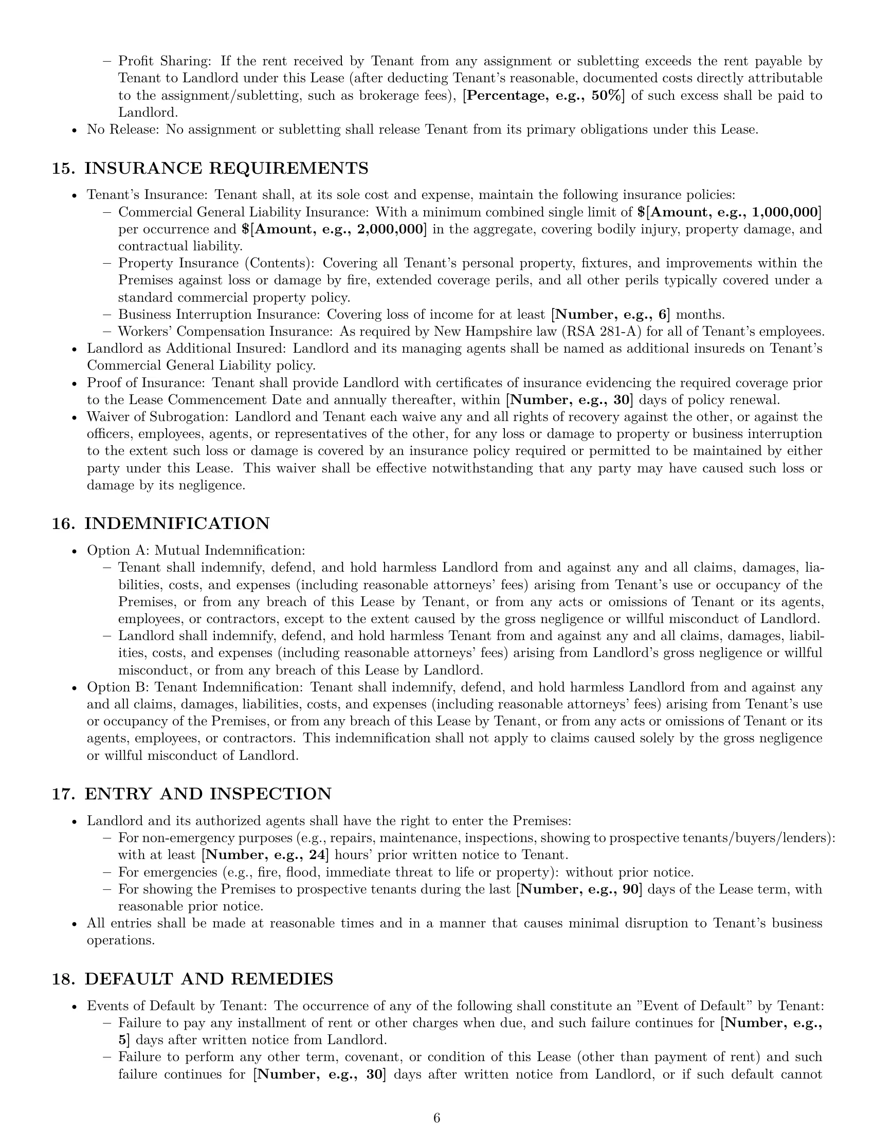 Preview page 6 of Pro New Hampshire commercial lease agreement template