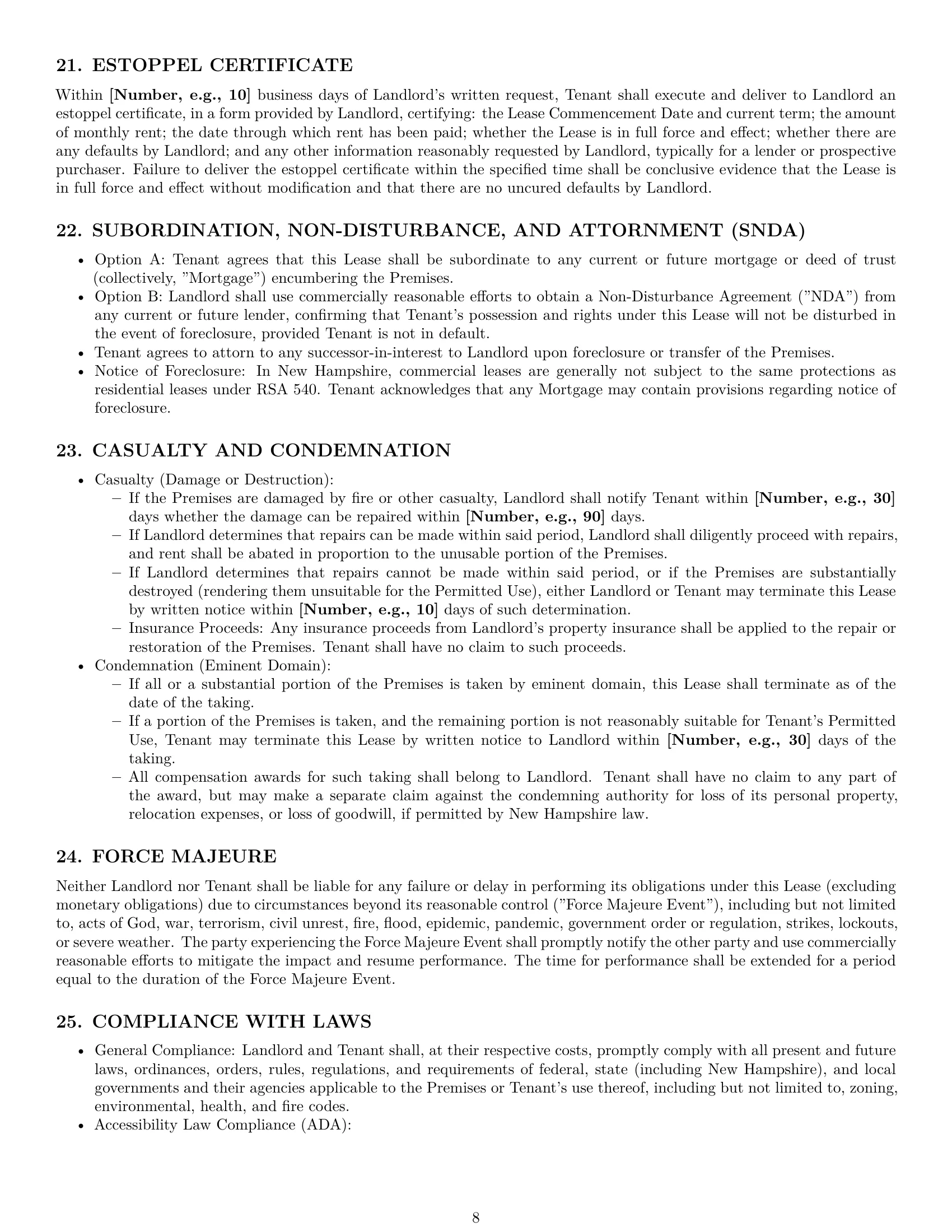 Preview page 8 of Pro New Hampshire commercial lease agreement template
