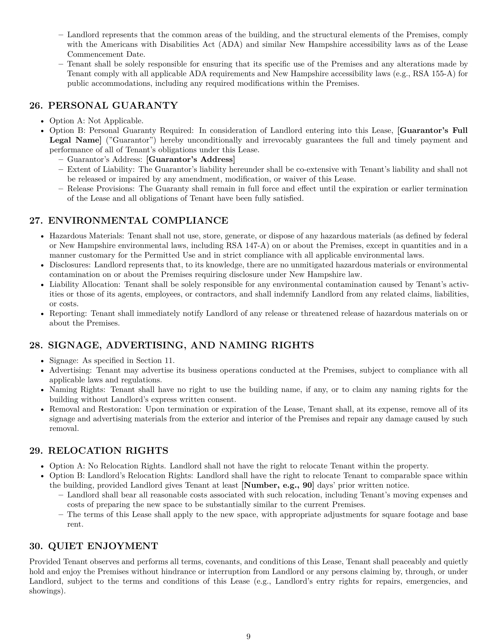 Preview page 9 of Pro New Hampshire commercial lease agreement template