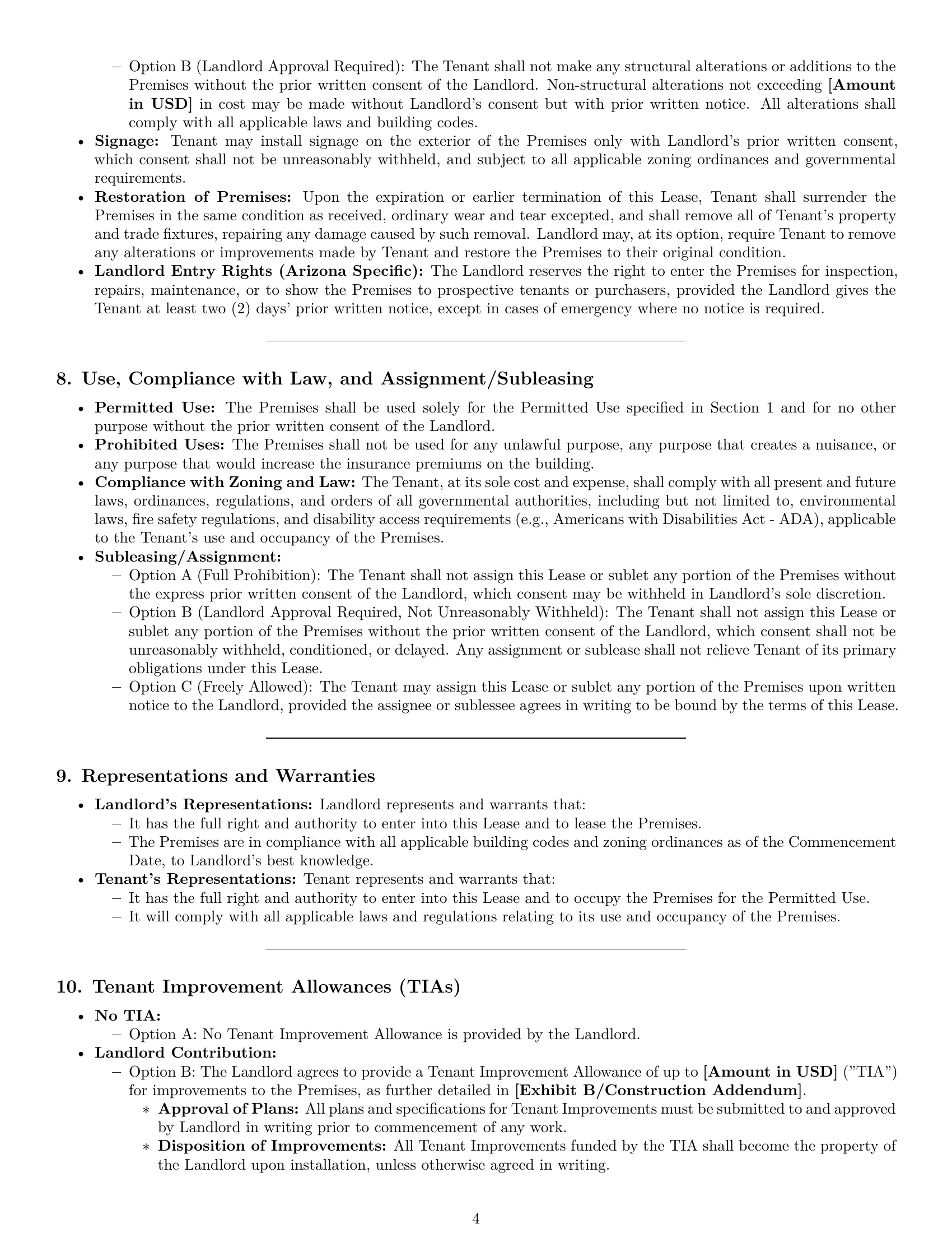 Preview page 4 of Pro Arizona commercial lease agreement template