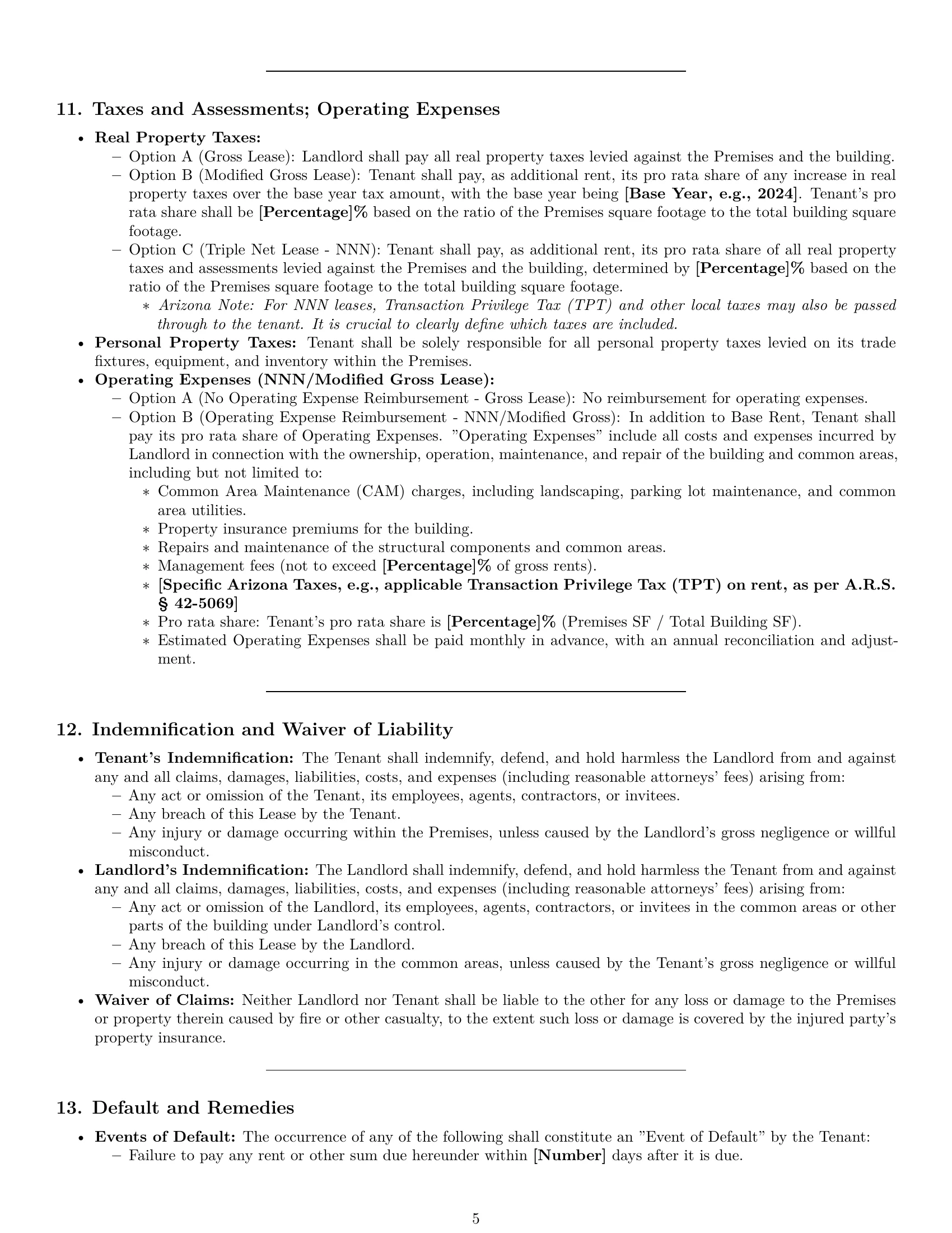 Preview page 5 of Pro Arizona commercial lease agreement template