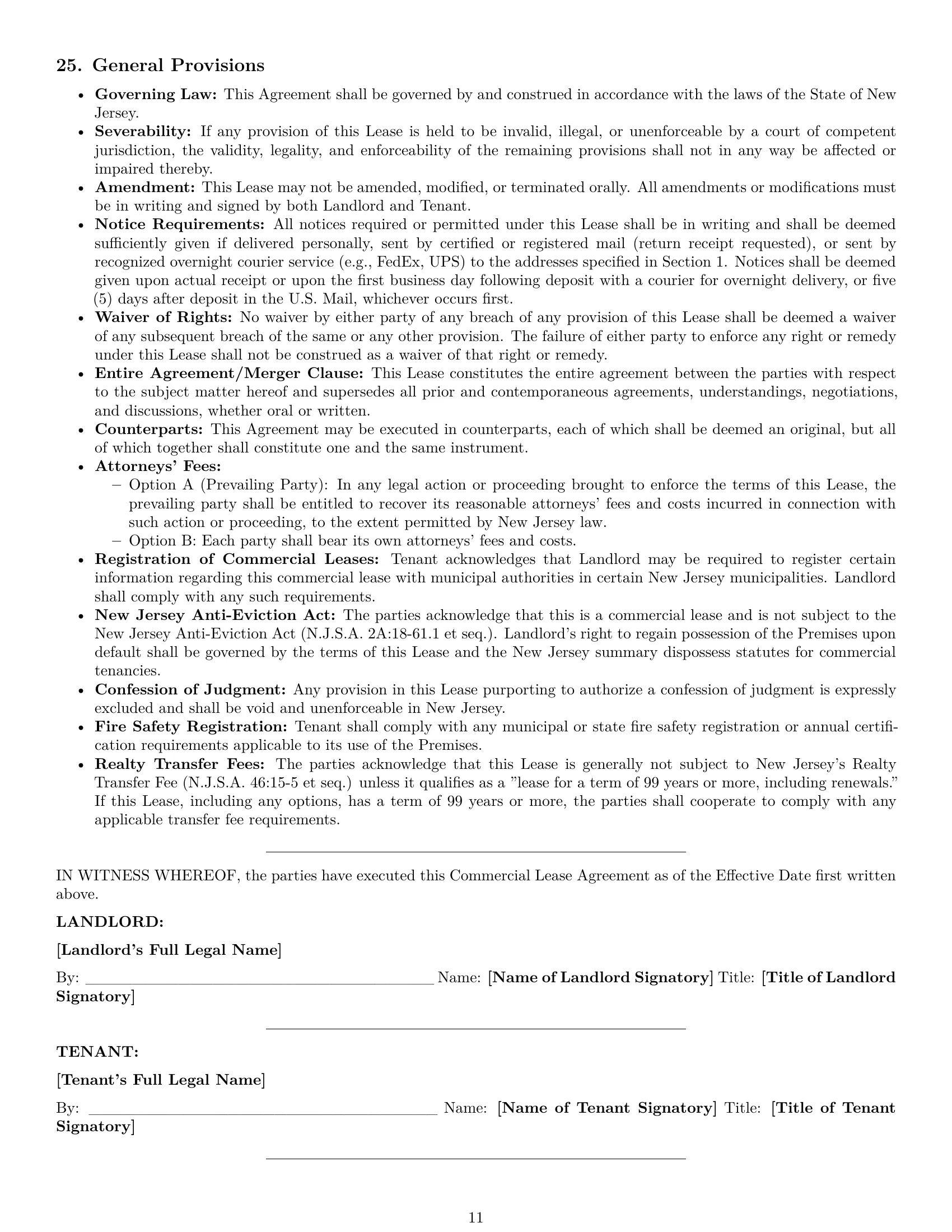 Preview page 11 of Pro New Jersey commercial lease agreement template