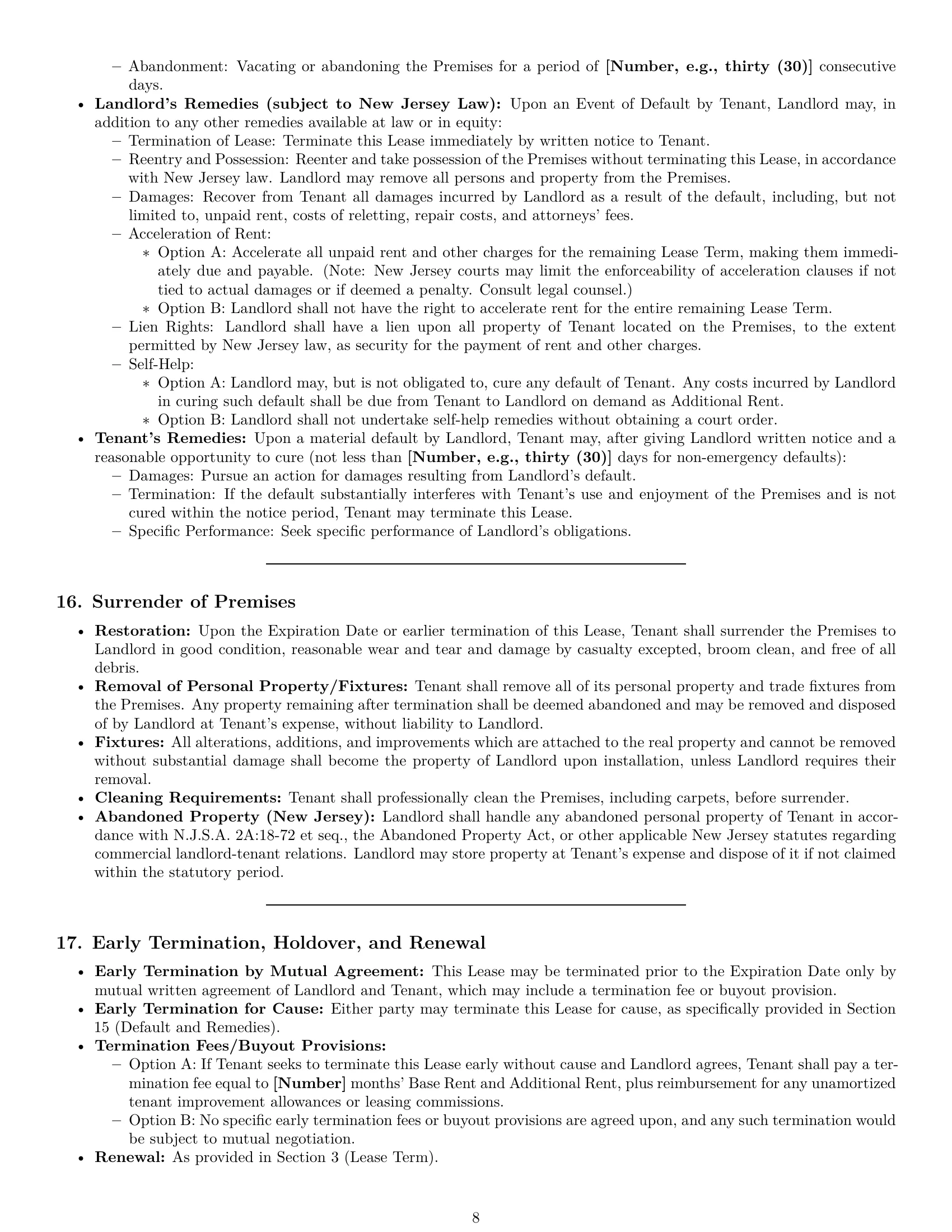 Preview page 8 of Pro New Jersey commercial lease agreement template