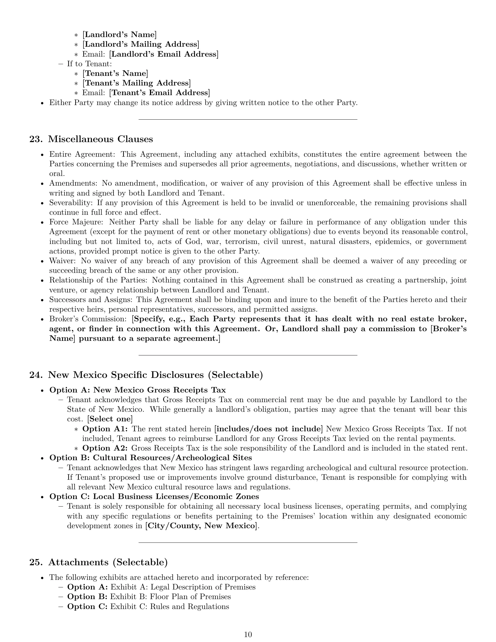 Preview page 10 of Pro New Mexico commercial lease agreement template