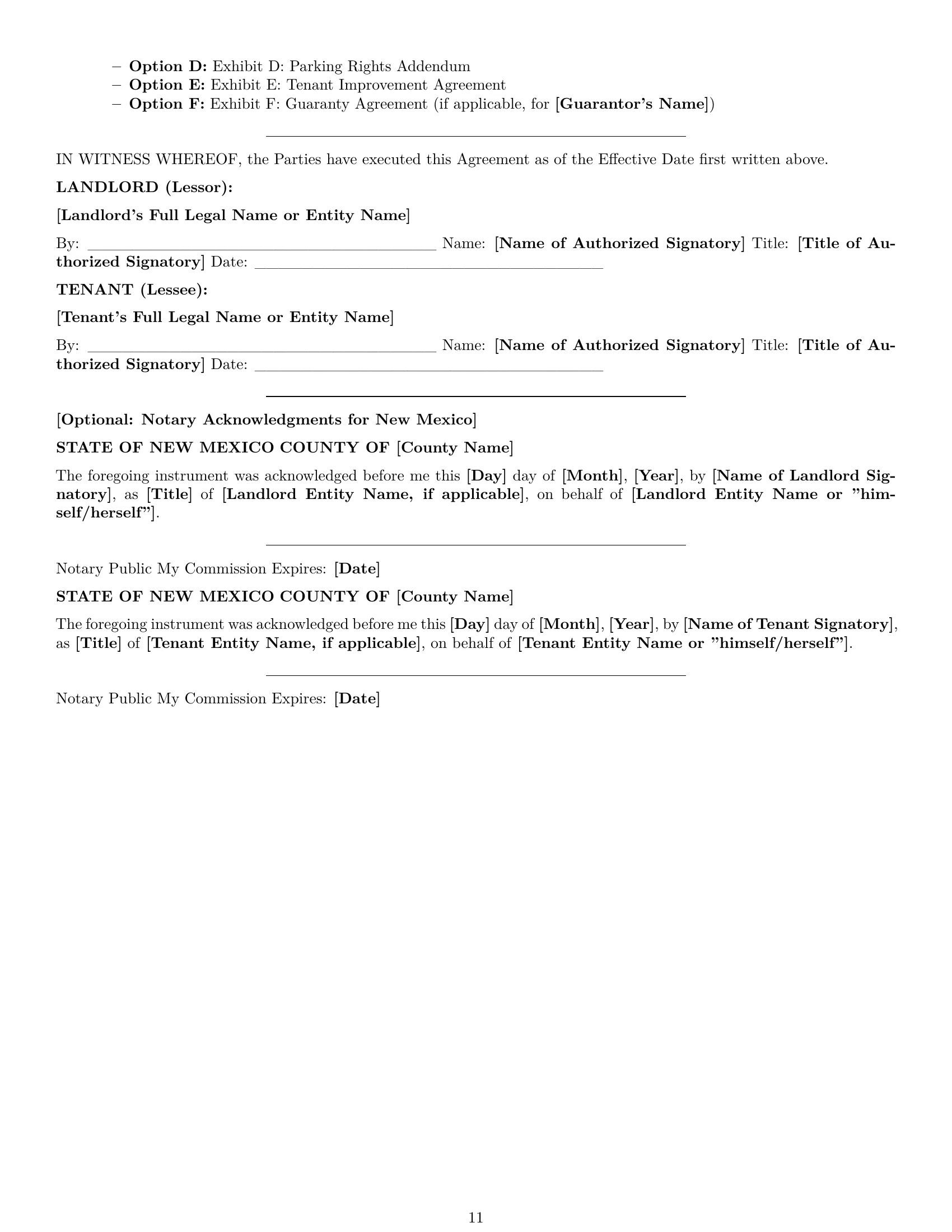 Preview page 11 of Pro New Mexico commercial lease agreement template