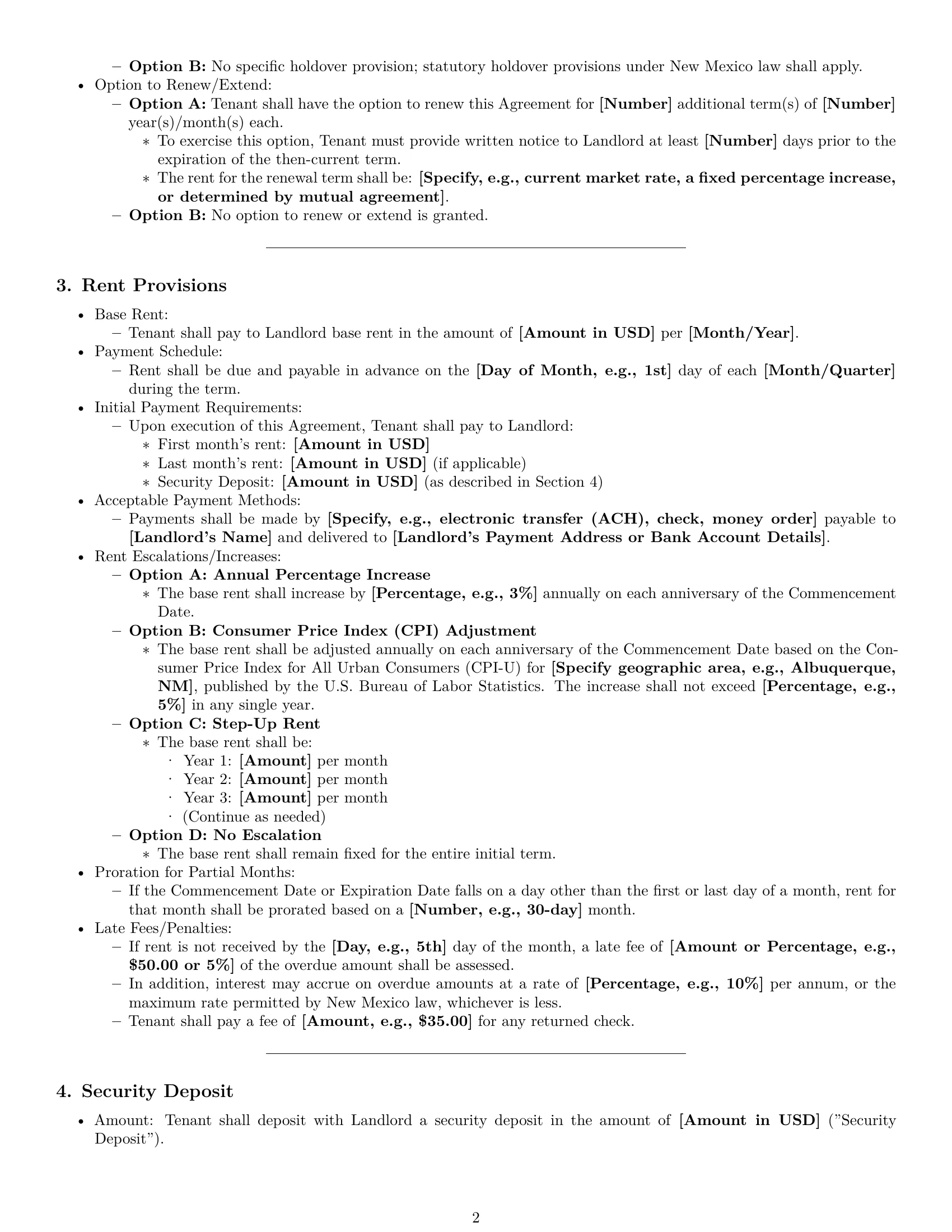 Preview page 2 of Pro New Mexico commercial lease agreement template