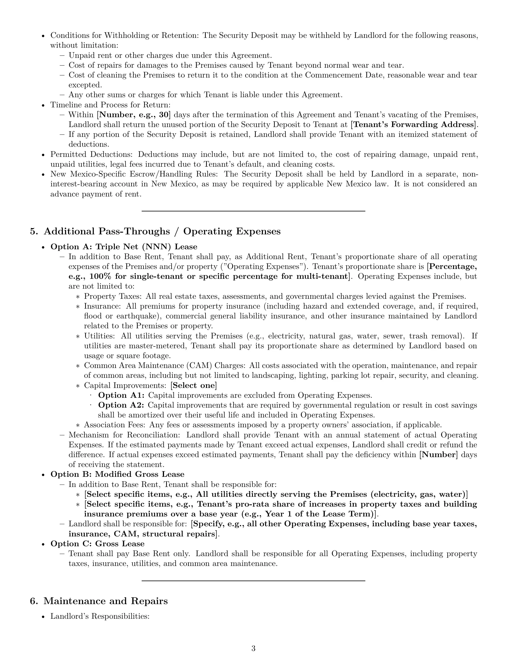 Preview page 3 of Pro New Mexico commercial lease agreement template