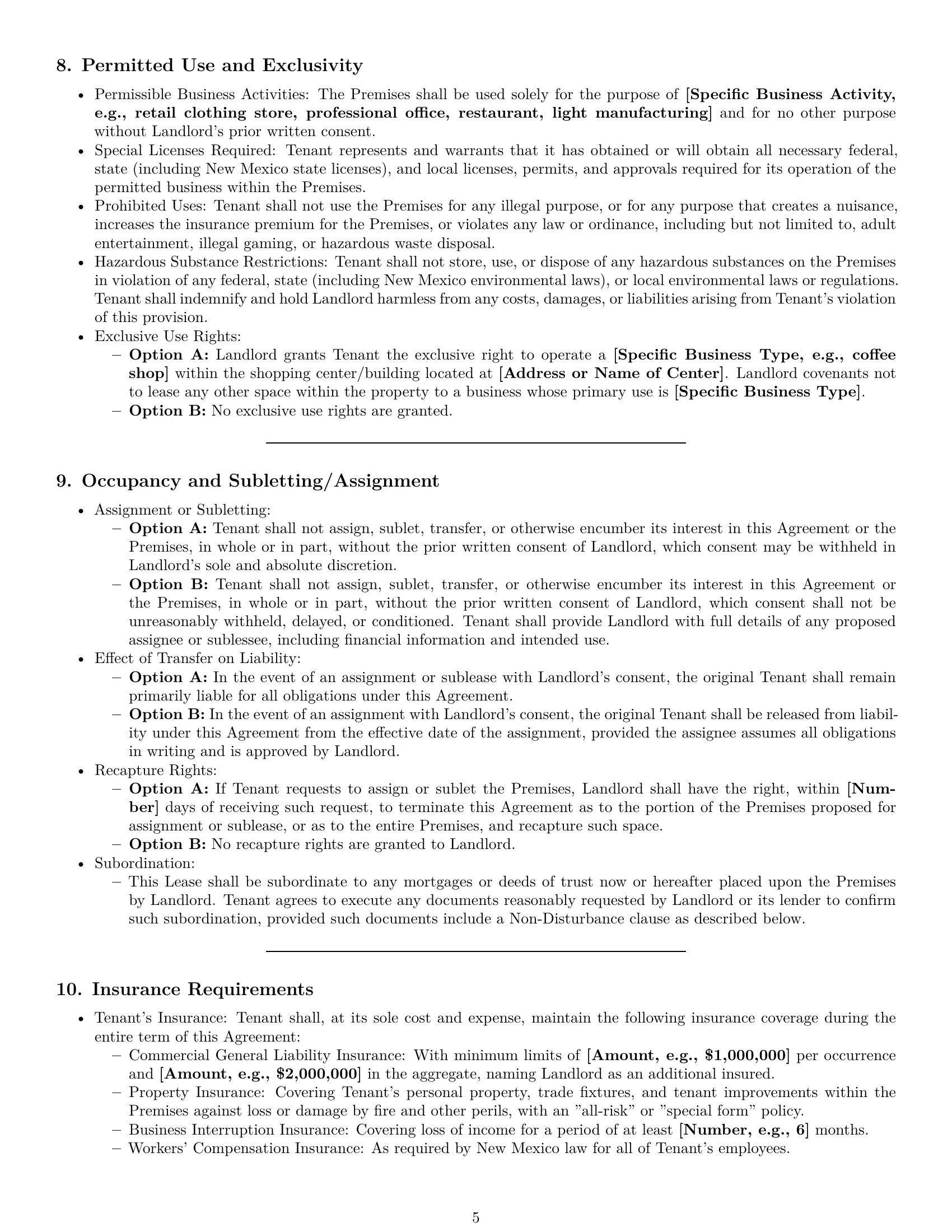 Preview page 5 of Pro New Mexico commercial lease agreement template