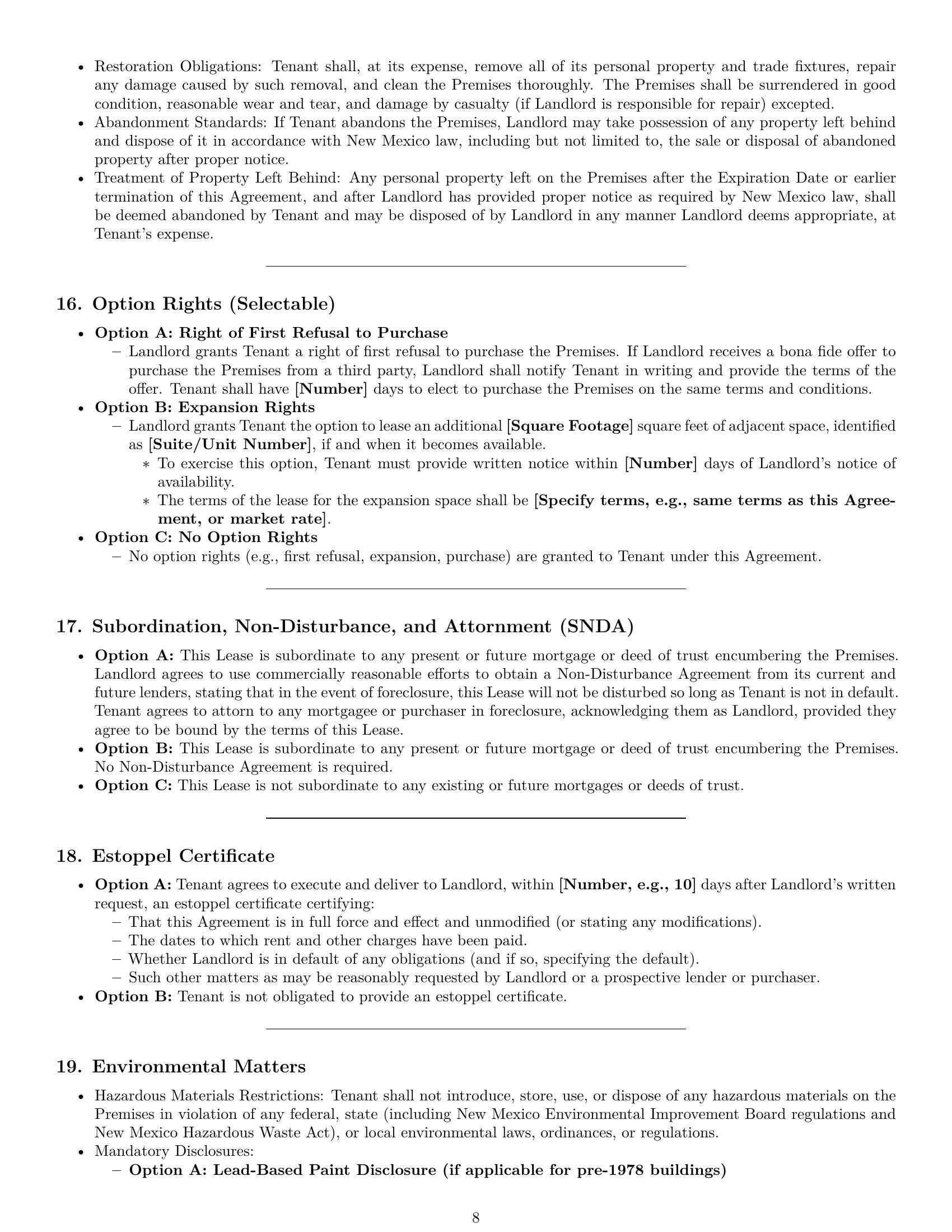 Preview page 8 of Pro New Mexico commercial lease agreement template