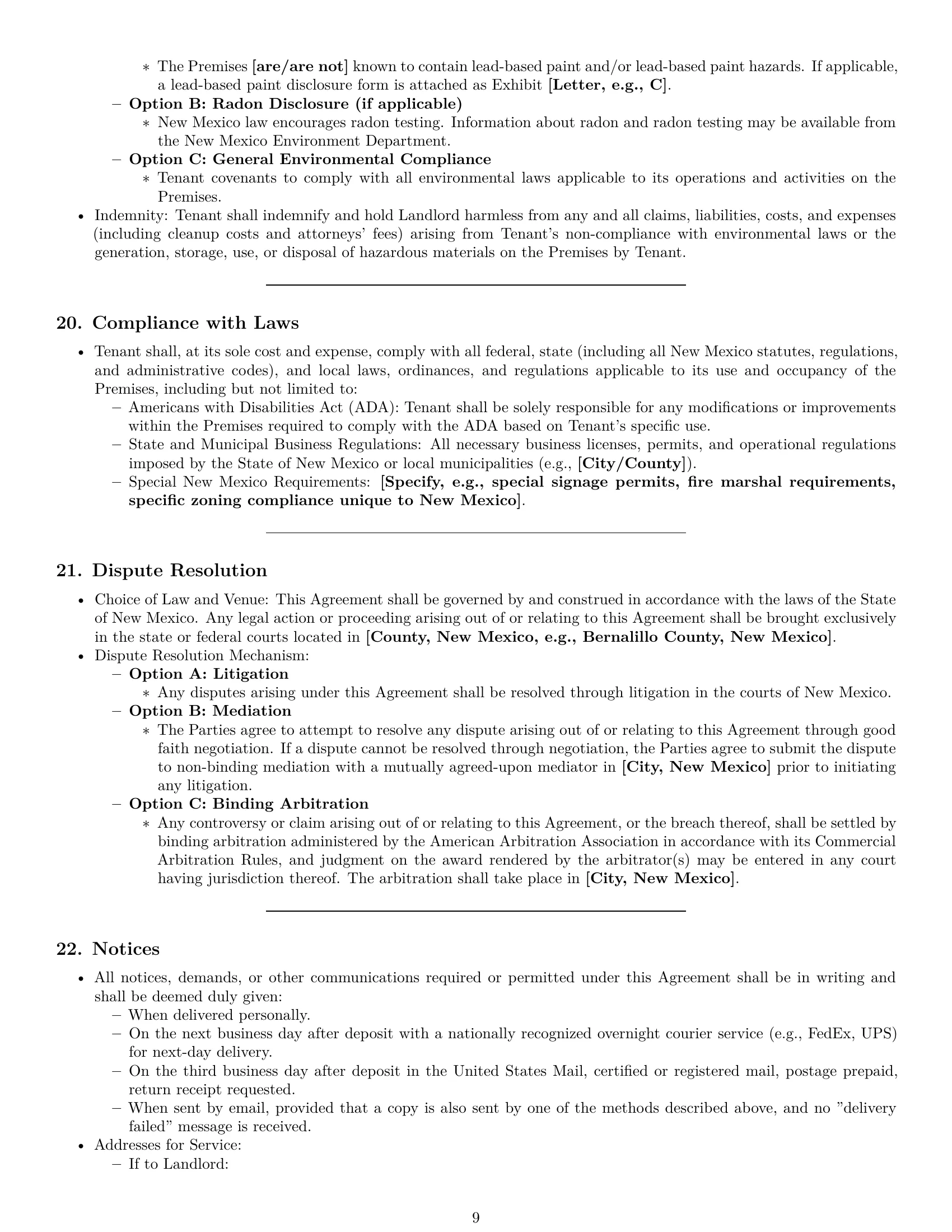 Preview page 9 of Pro New Mexico commercial lease agreement template