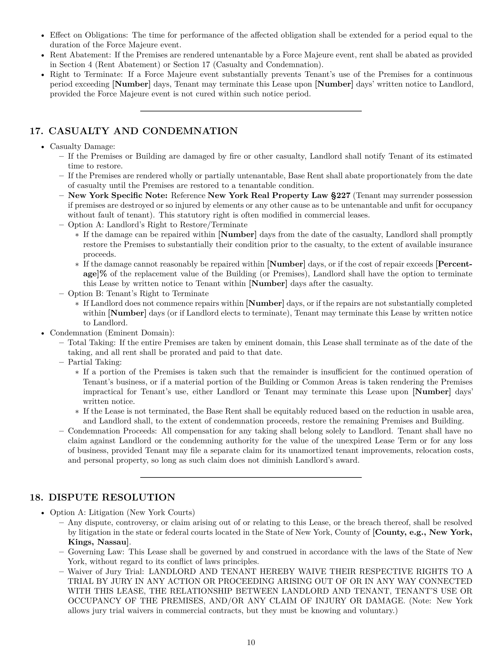 Preview page 10 of Pro New York commercial lease agreement template