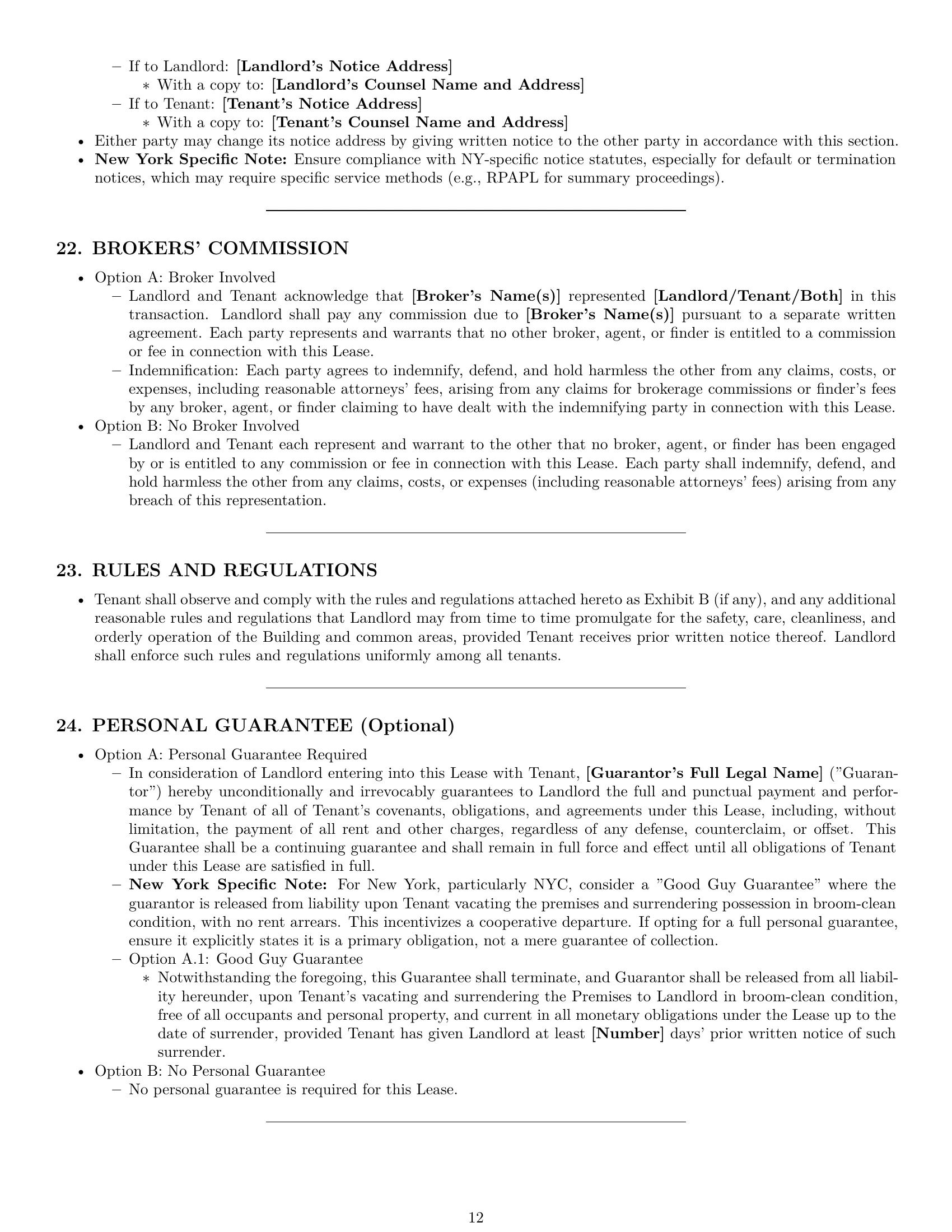Preview page 12 of Pro New York commercial lease agreement template