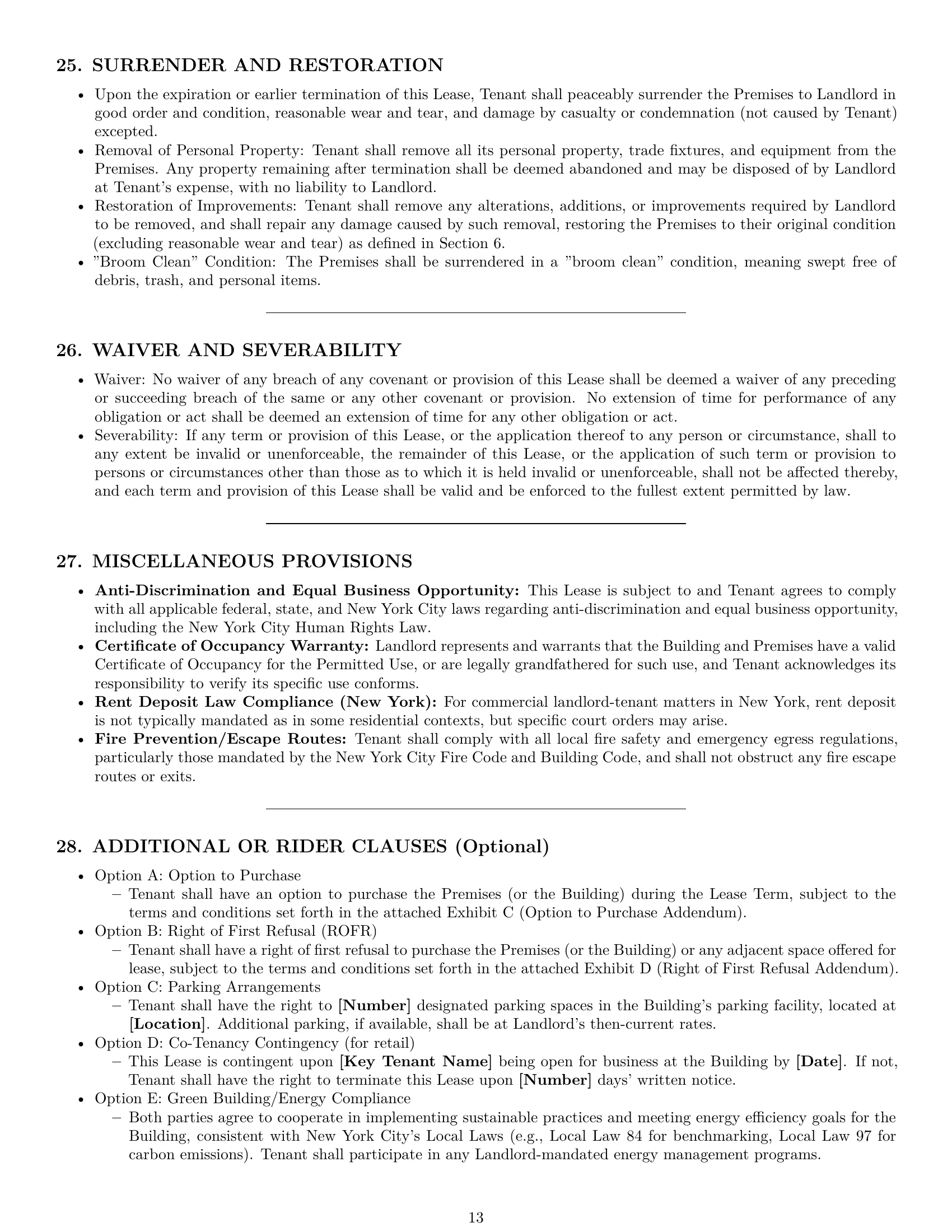 Preview page 13 of Pro New York commercial lease agreement template