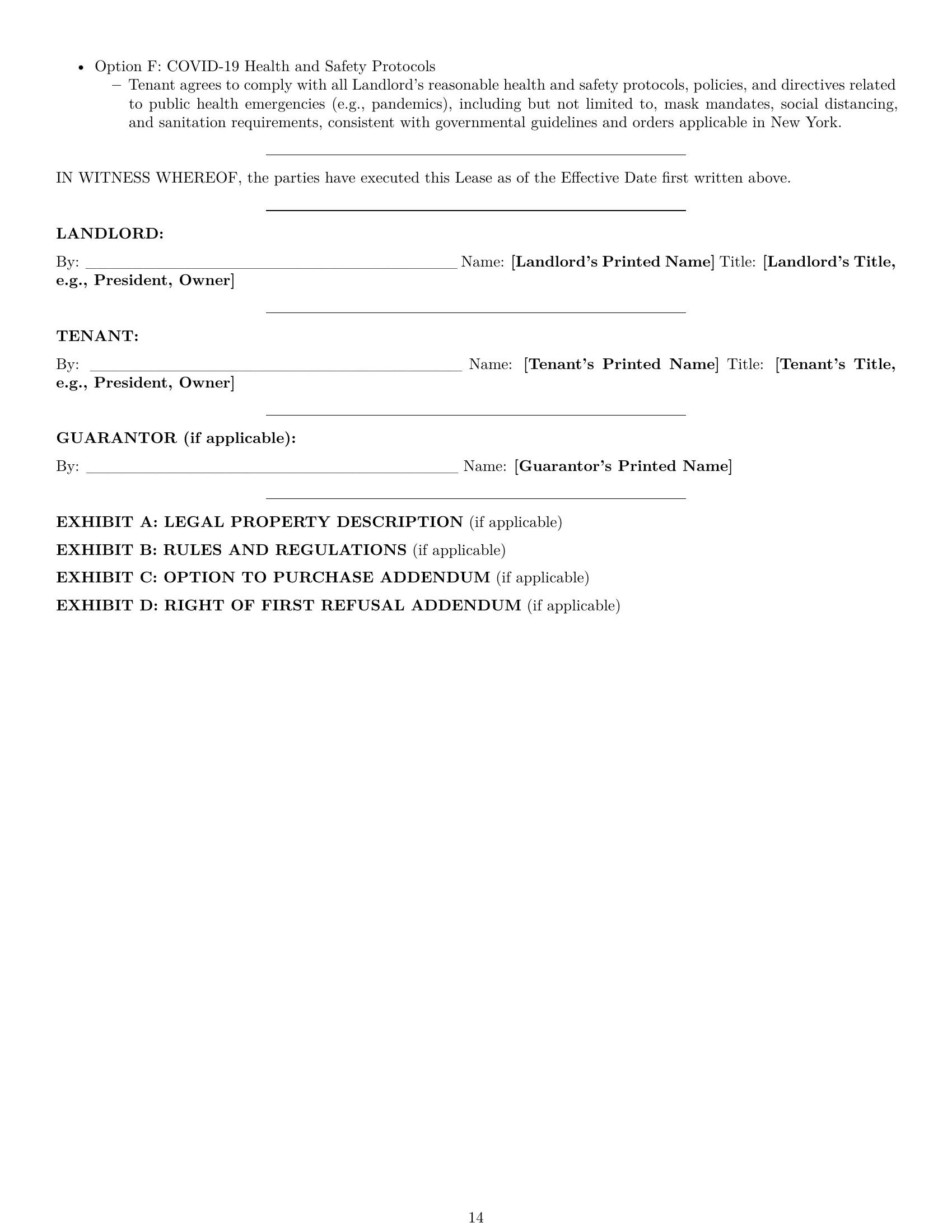 Preview page 14 of Pro New York commercial lease agreement template
