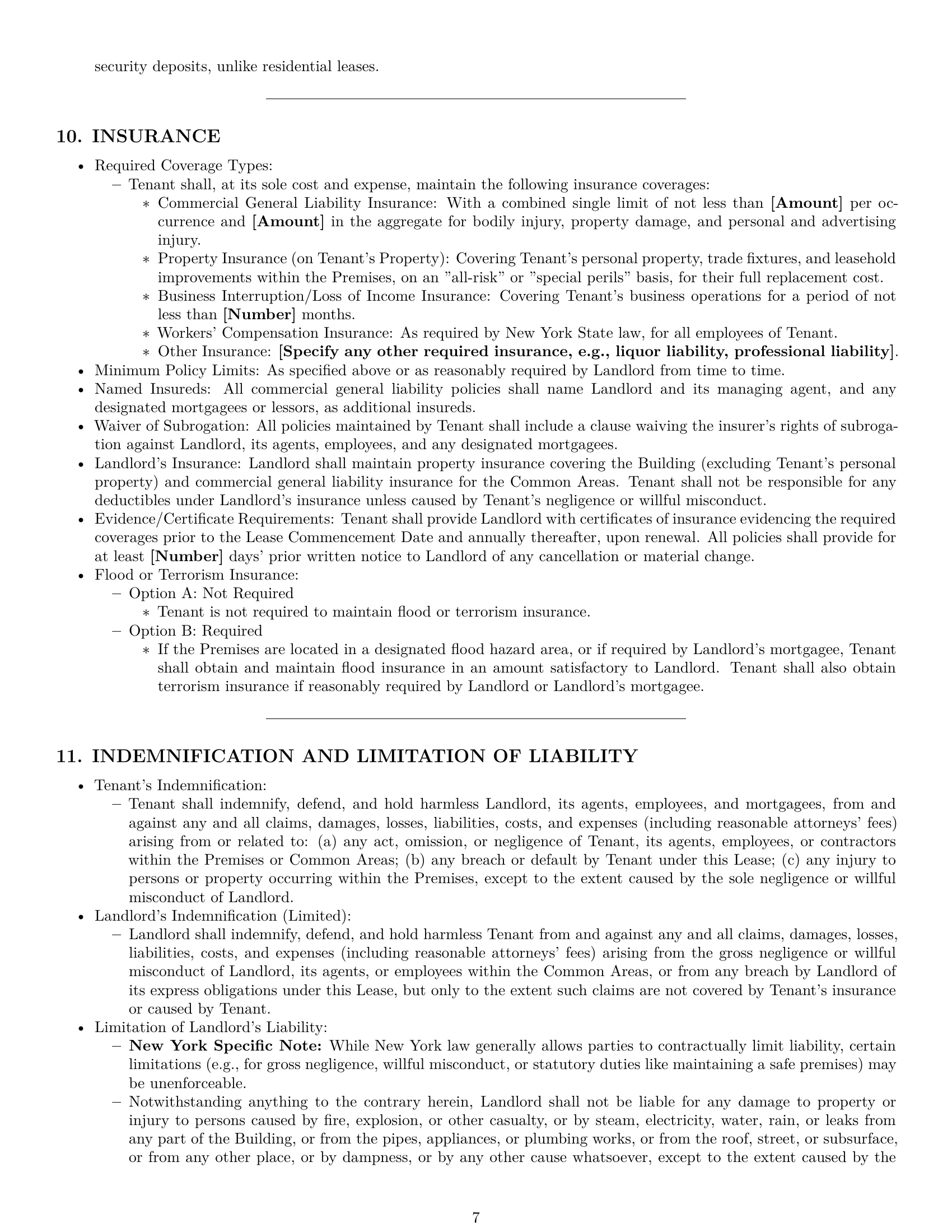 Preview page 7 of Pro New York commercial lease agreement template