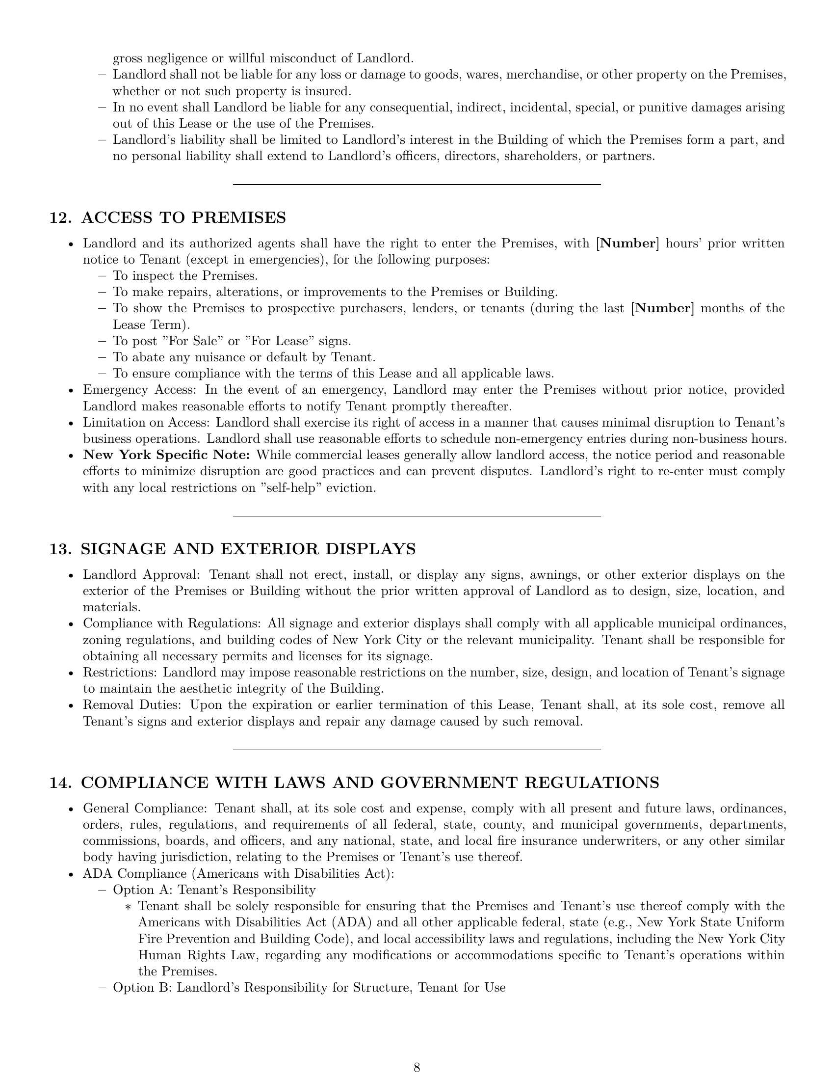 Preview page 8 of Pro New York commercial lease agreement template