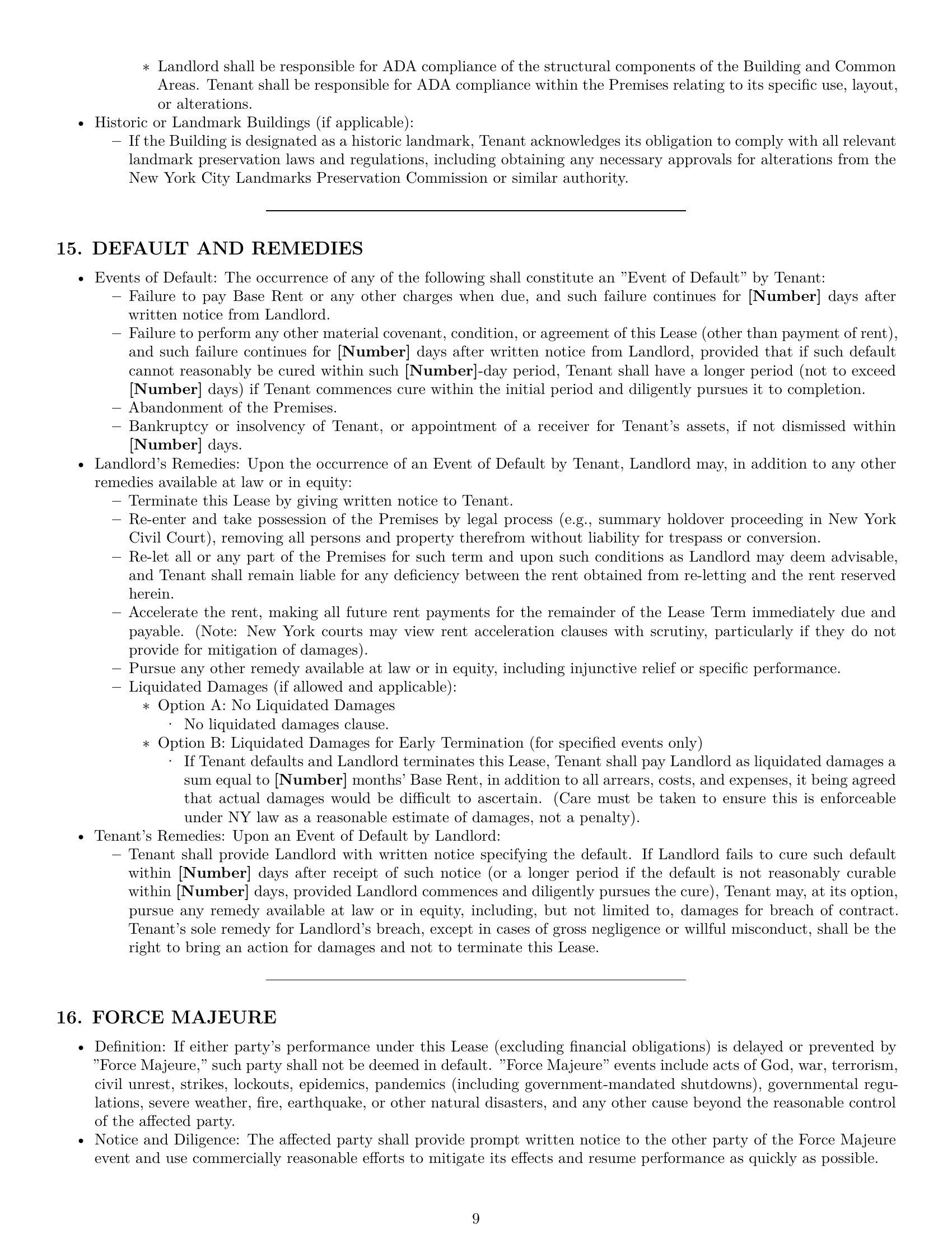 Preview page 9 of Pro New York commercial lease agreement template