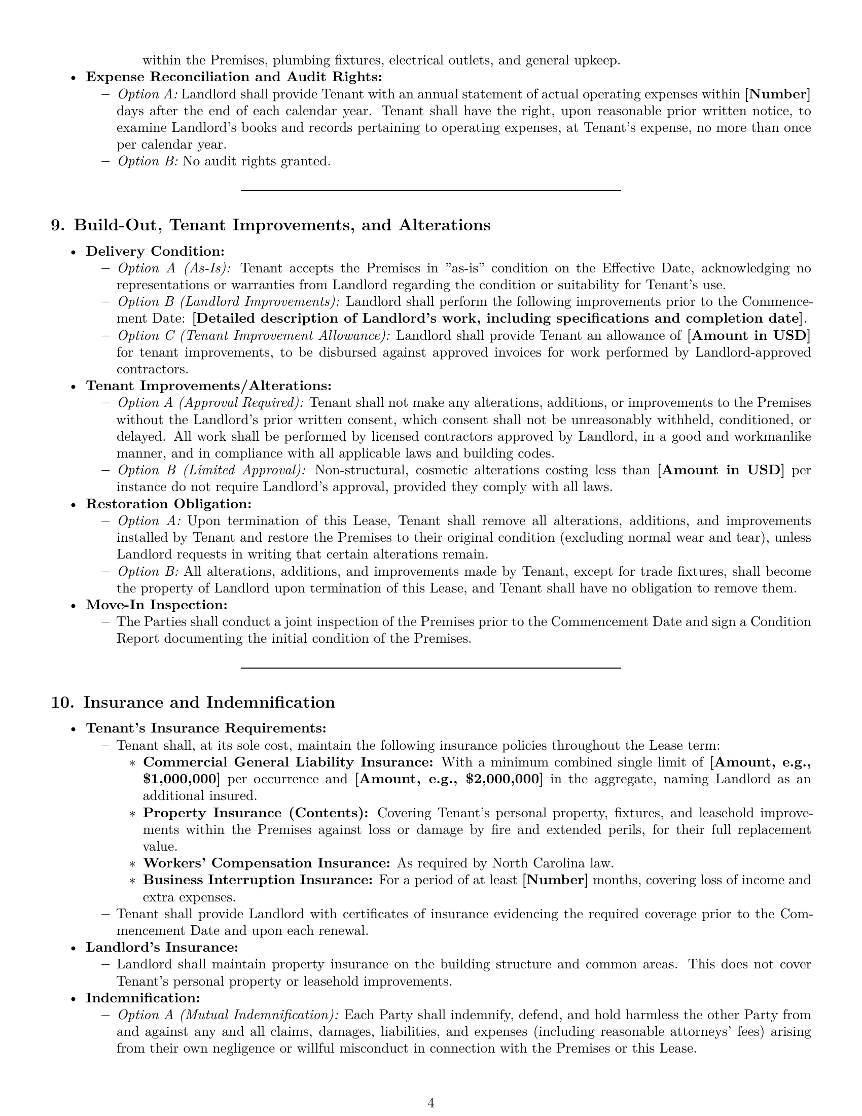 Preview page 4 of Pro North Carolina commercial lease agreement template