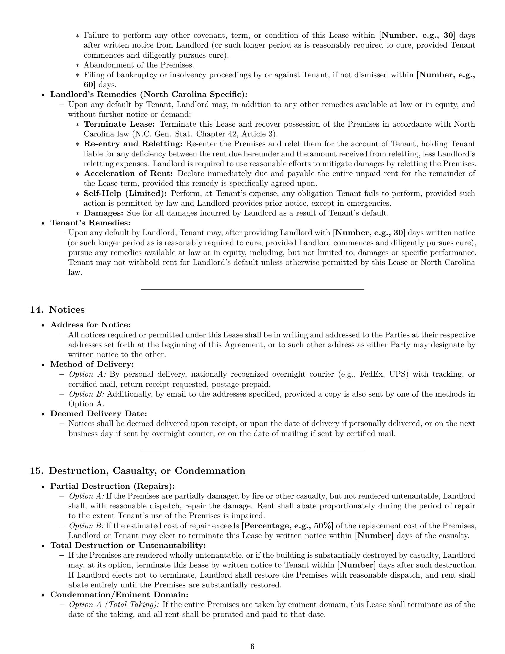 Preview page 6 of Pro North Carolina commercial lease agreement template