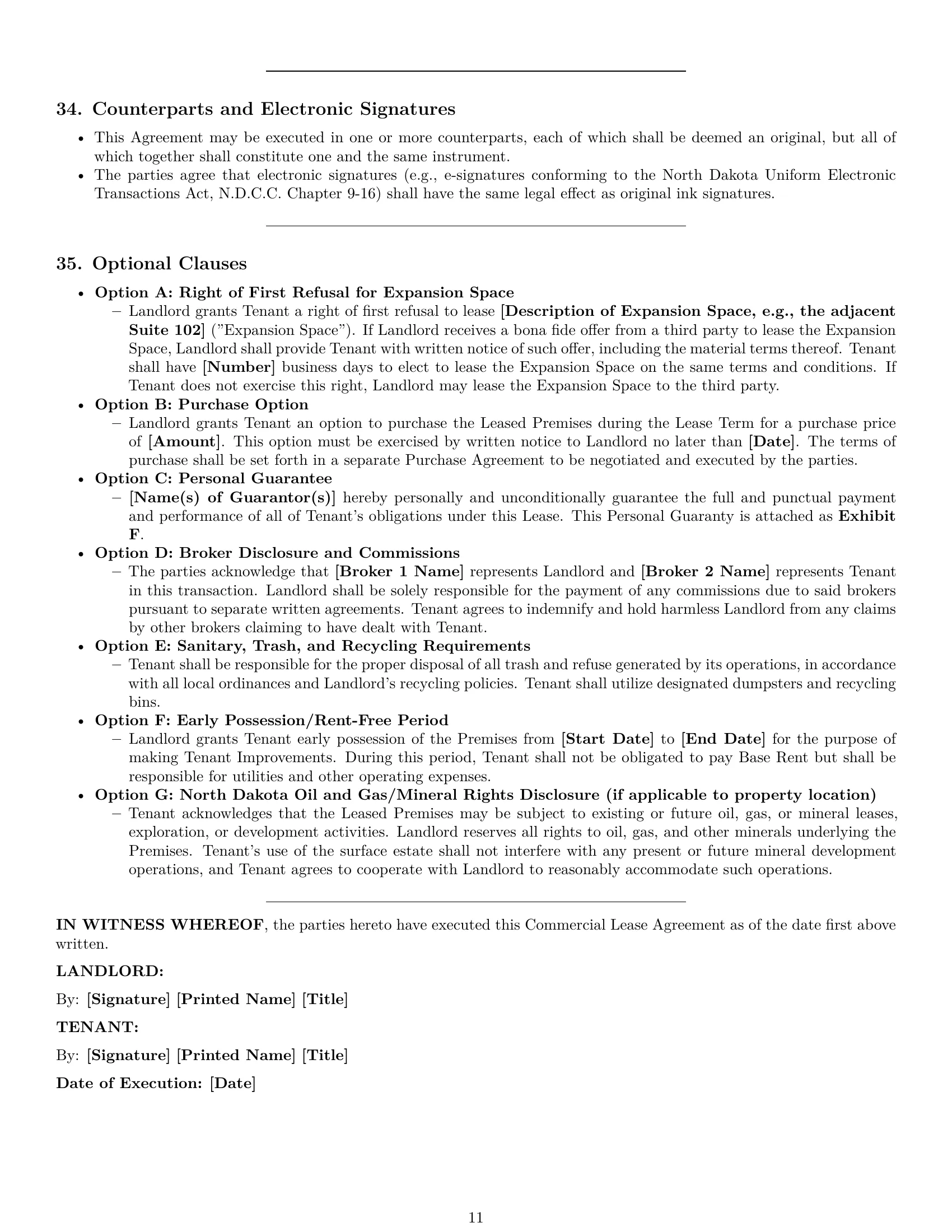 Preview page 11 of Pro North Dakota commercial lease agreement template