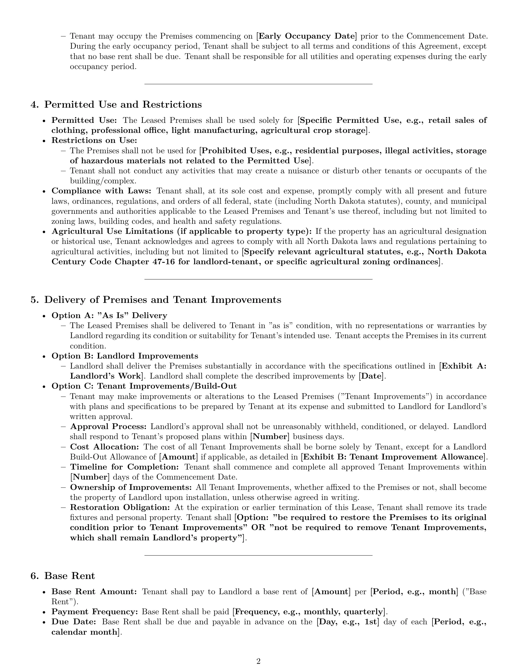 Preview page 2 of Pro North Dakota commercial lease agreement template