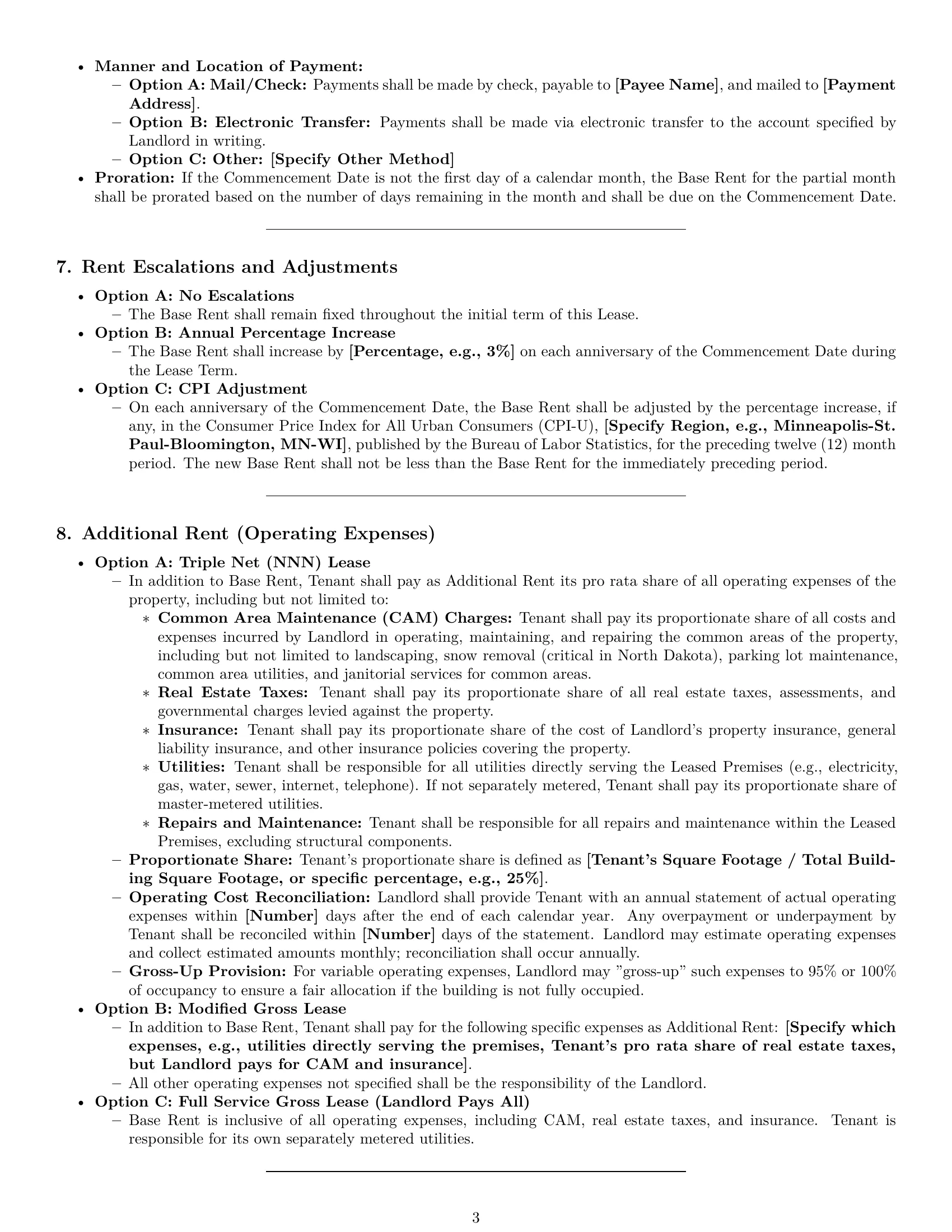 Preview page 3 of Pro North Dakota commercial lease agreement template