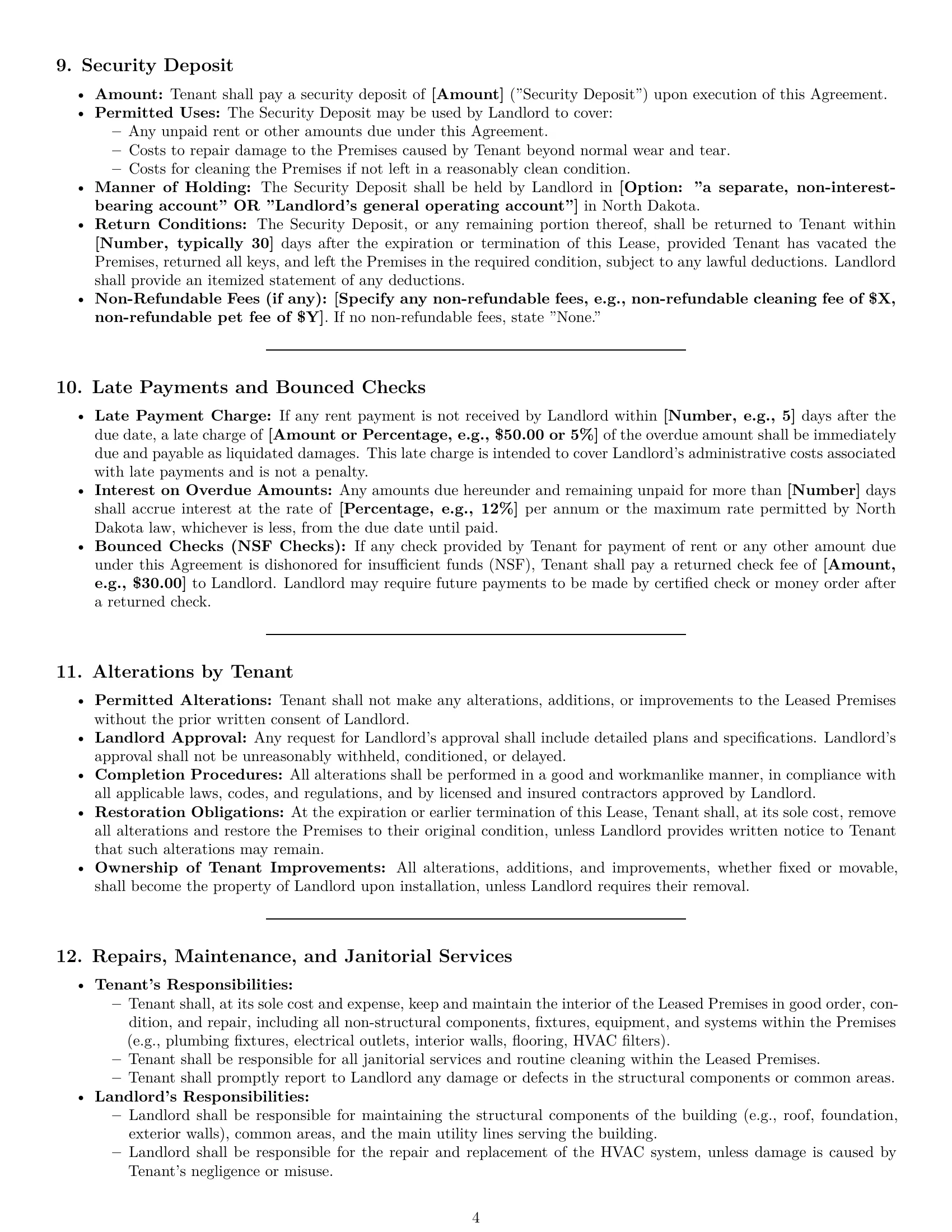 Preview page 4 of Pro North Dakota commercial lease agreement template