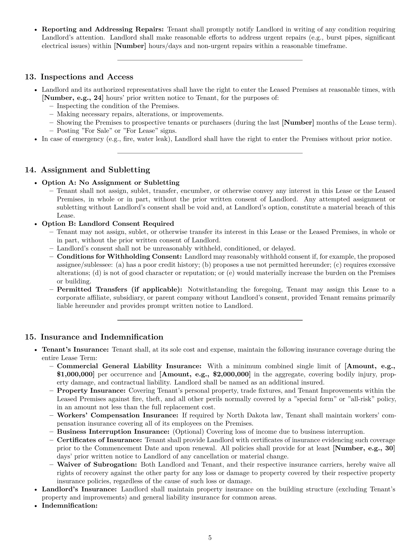 Preview page 5 of Pro North Dakota commercial lease agreement template
