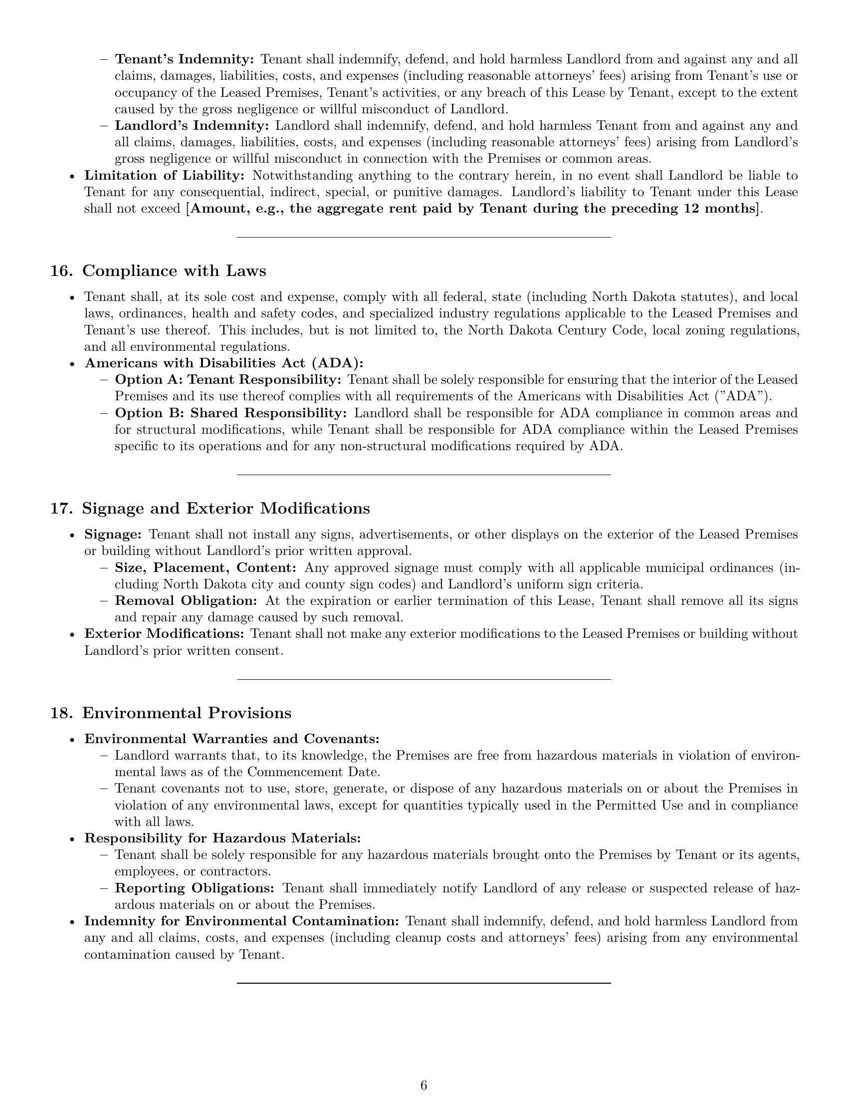 Preview page 6 of Pro North Dakota commercial lease agreement template
