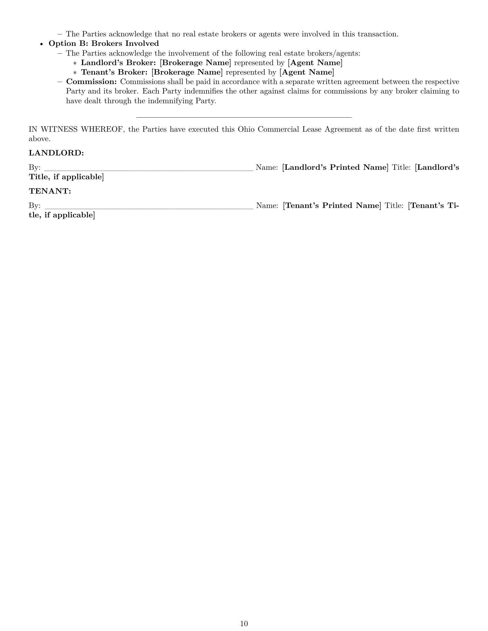 Preview page 10 of Pro Ohio commercial lease agreement template