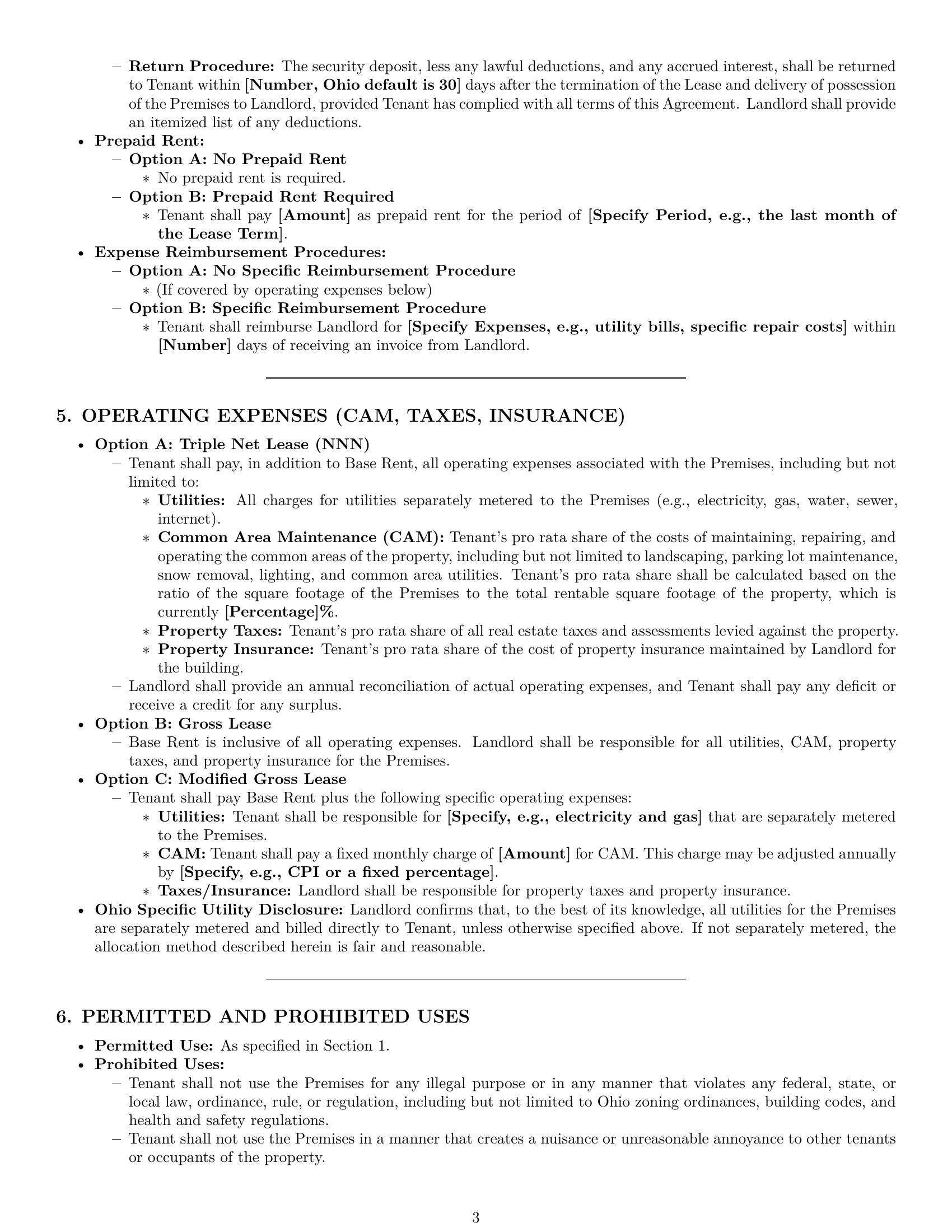 Preview page 3 of Pro Ohio commercial lease agreement template