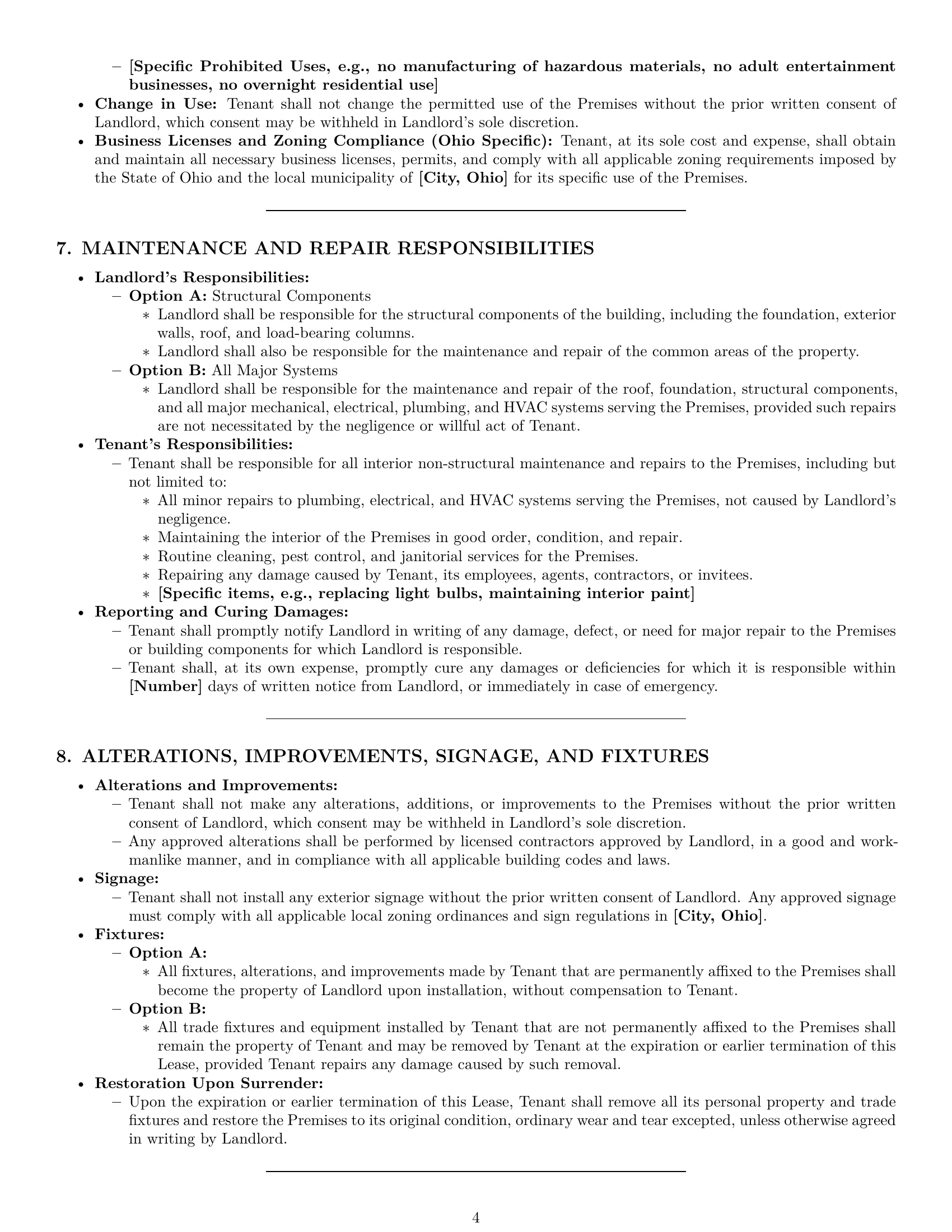 Preview page 4 of Pro Ohio commercial lease agreement template