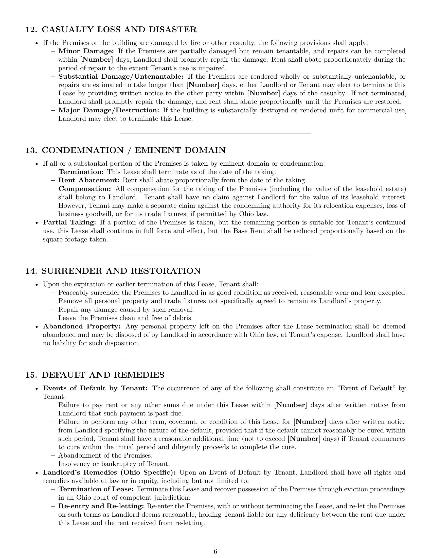 Preview page 6 of Pro Ohio commercial lease agreement template