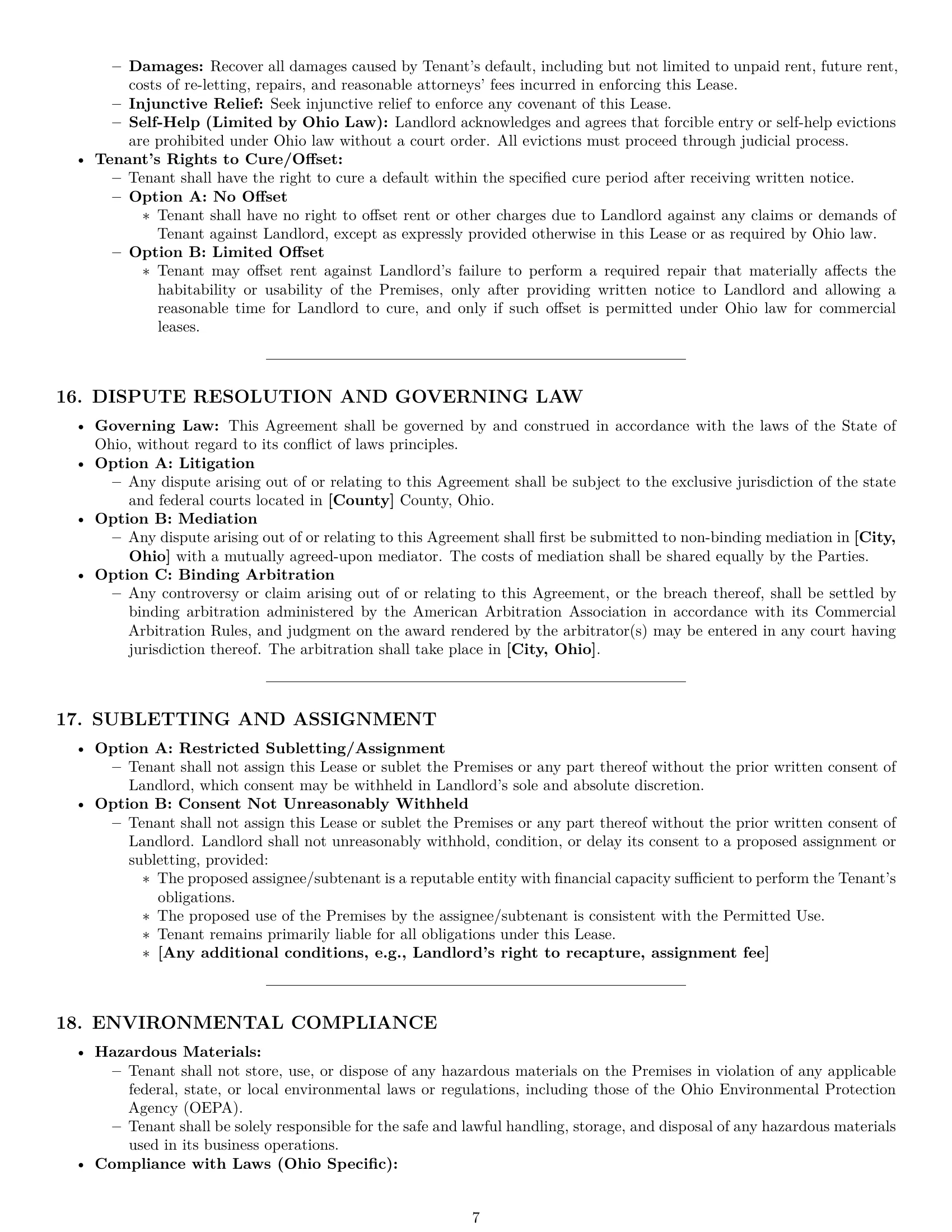 Preview page 7 of Pro Ohio commercial lease agreement template