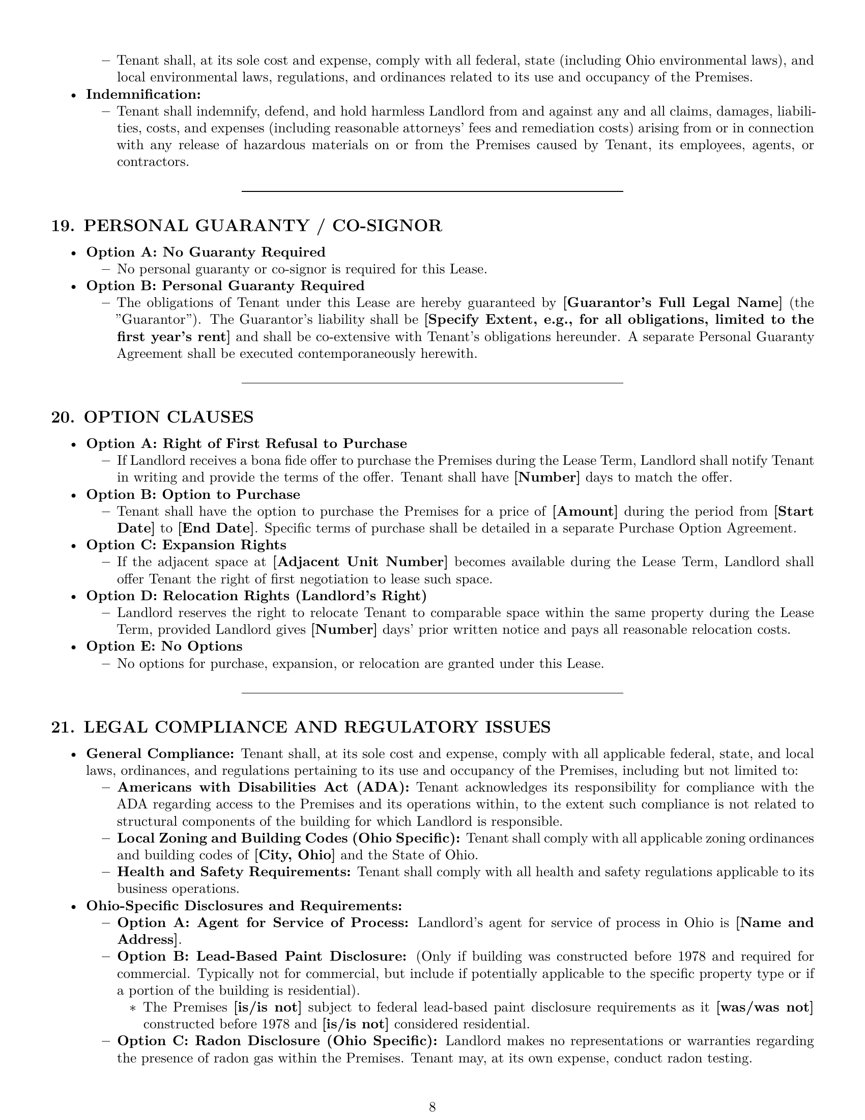 Preview page 8 of Pro Ohio commercial lease agreement template