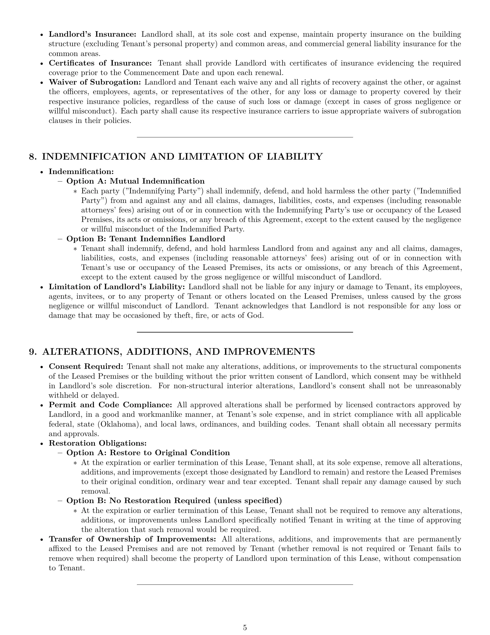 Preview page 5 of Pro Oklahoma commercial lease agreement template