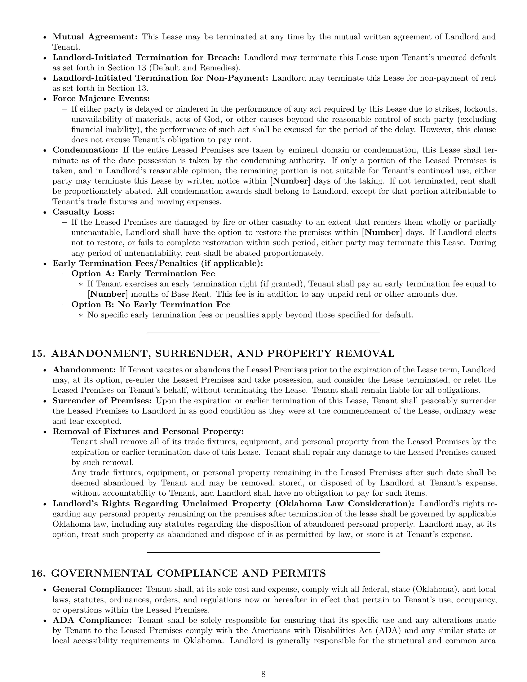 Preview page 8 of Pro Oklahoma commercial lease agreement template