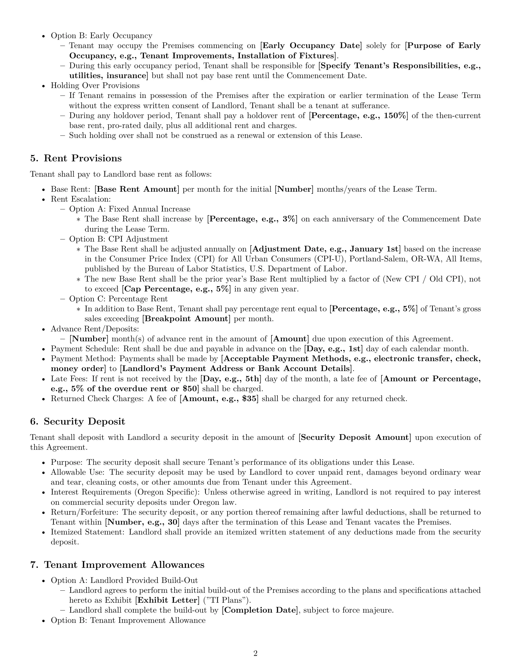 Preview page 2 of Pro Oregon commercial lease agreement template