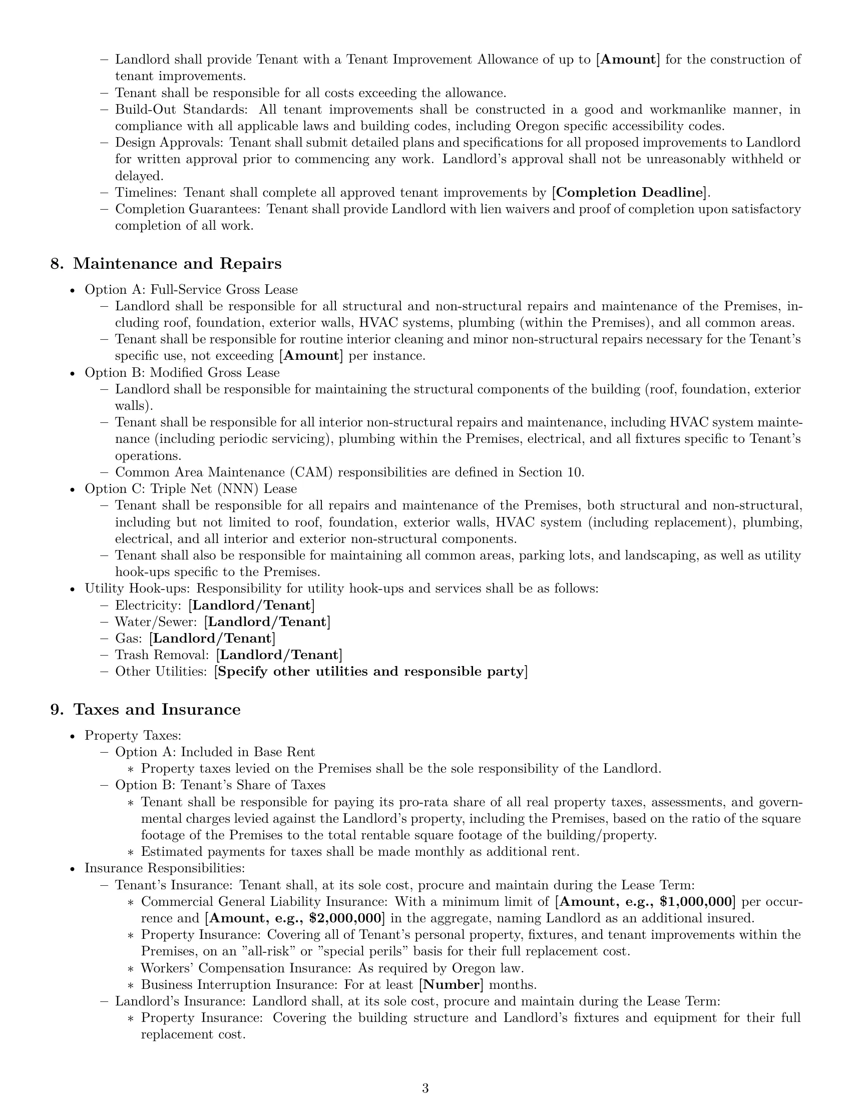 Preview page 3 of Pro Oregon commercial lease agreement template