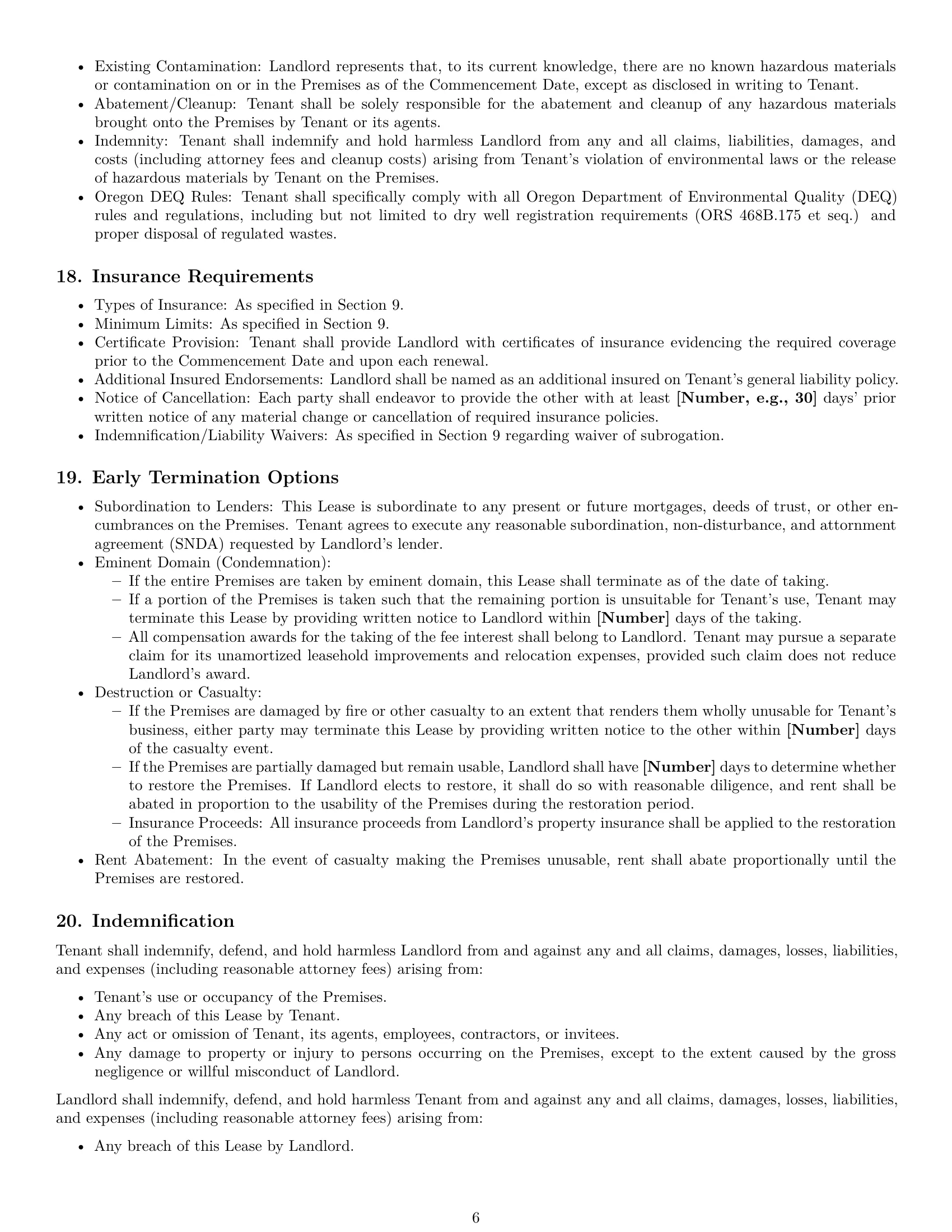 Preview page 6 of Pro Oregon commercial lease agreement template