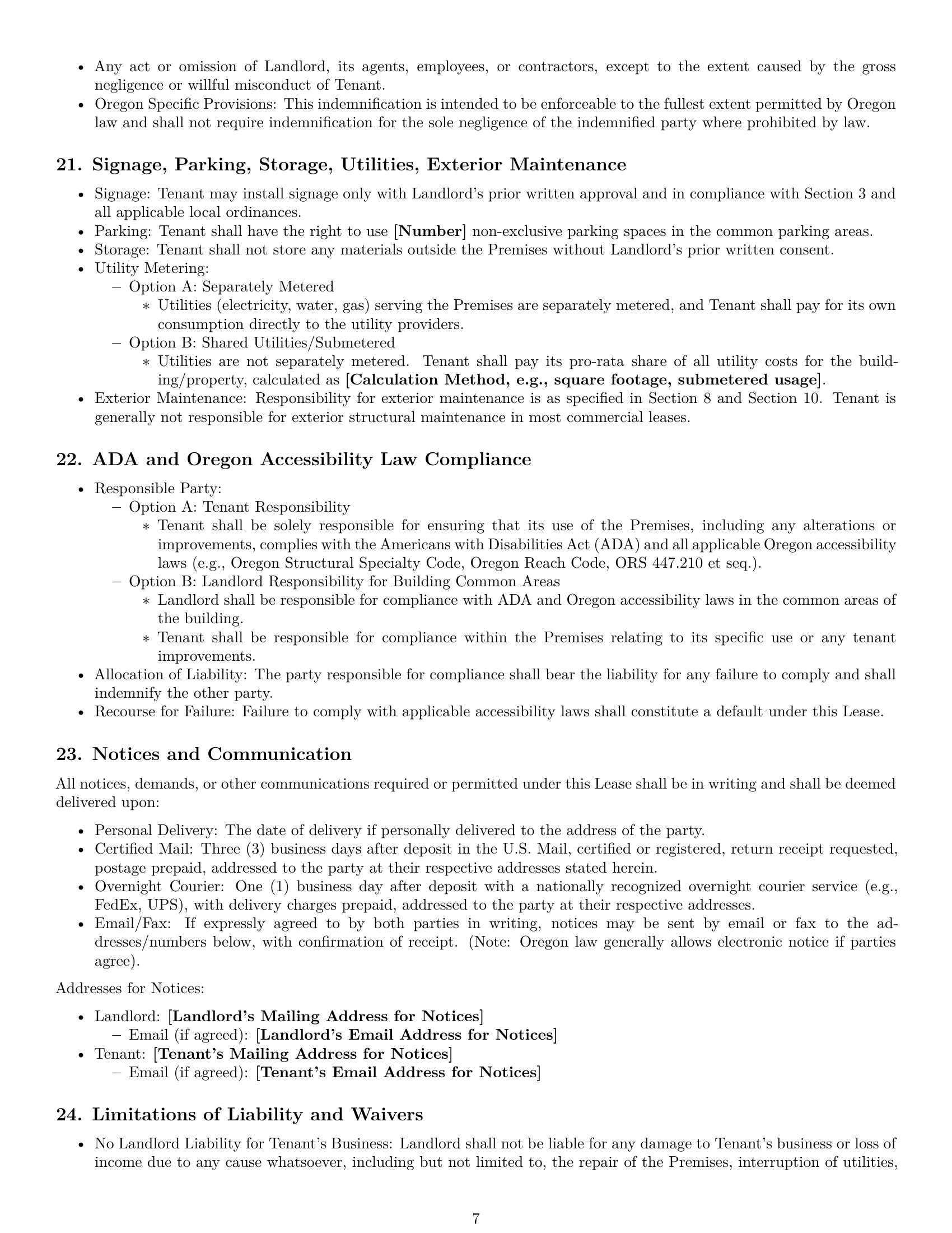 Preview page 7 of Pro Oregon commercial lease agreement template