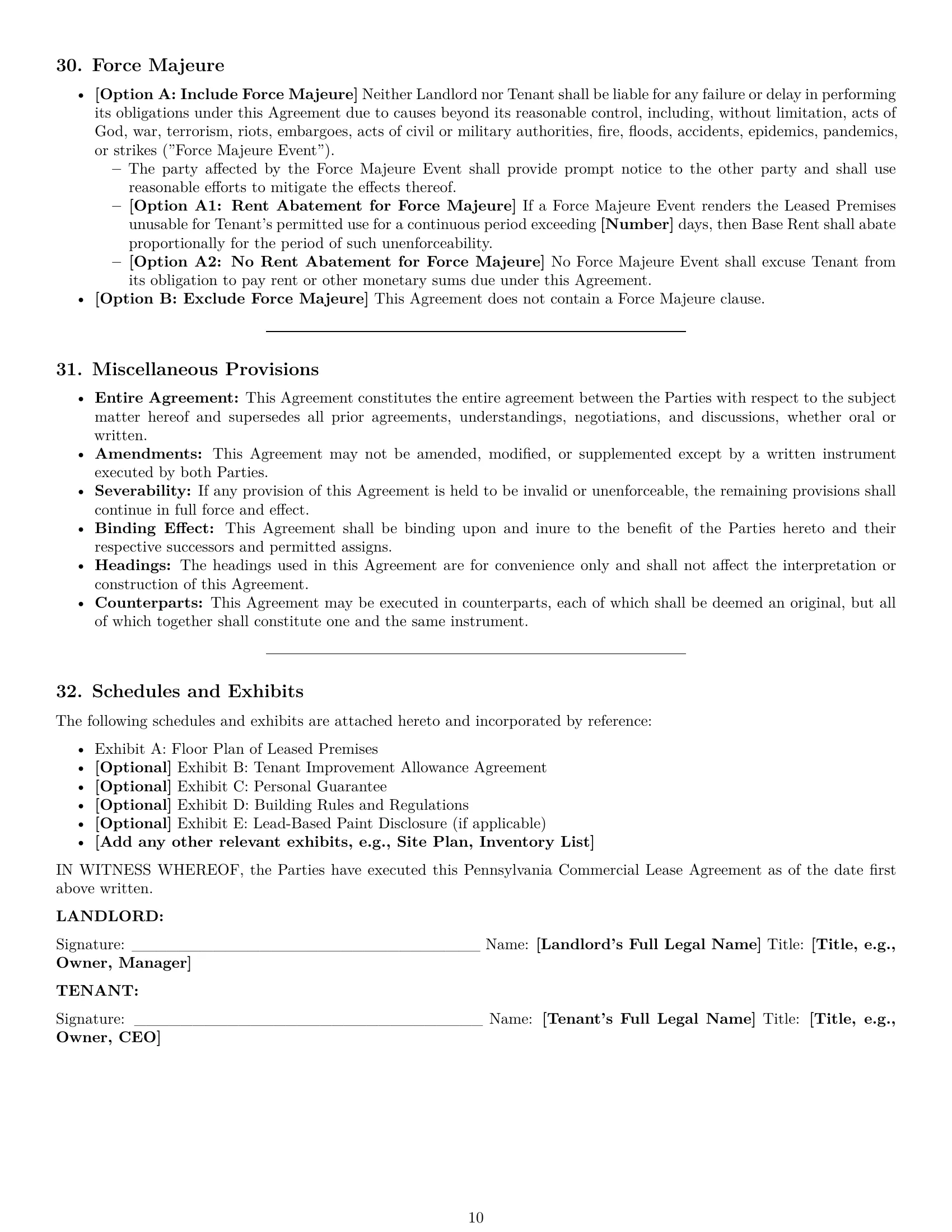 Preview page 10 of Pro Pennsylvania commercial lease agreement template