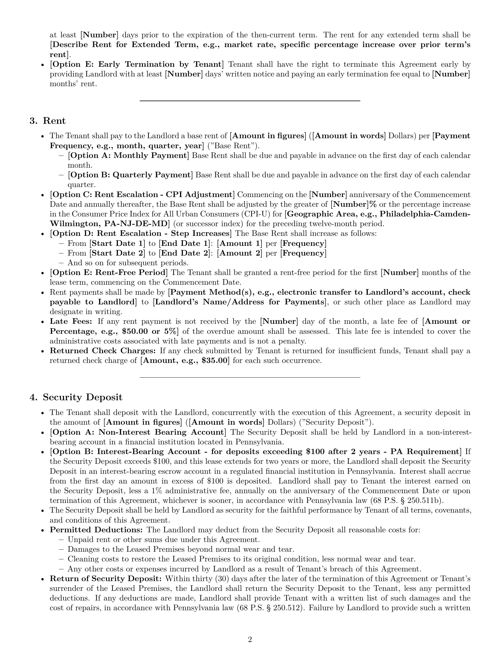 Preview page 2 of Pro Pennsylvania commercial lease agreement template