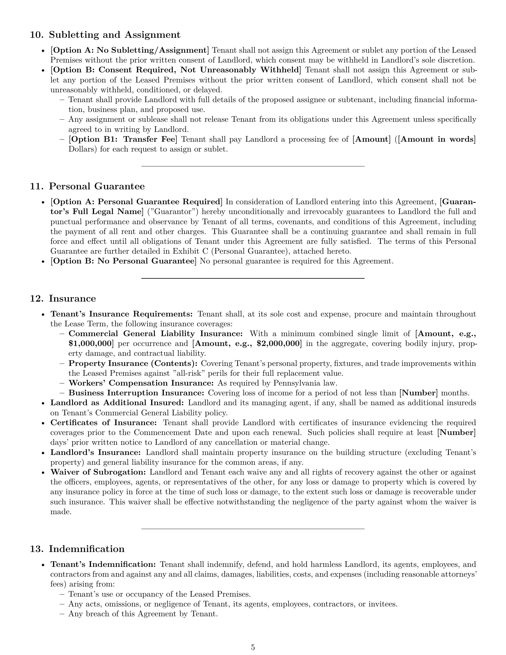Preview page 5 of Pro Pennsylvania commercial lease agreement template
