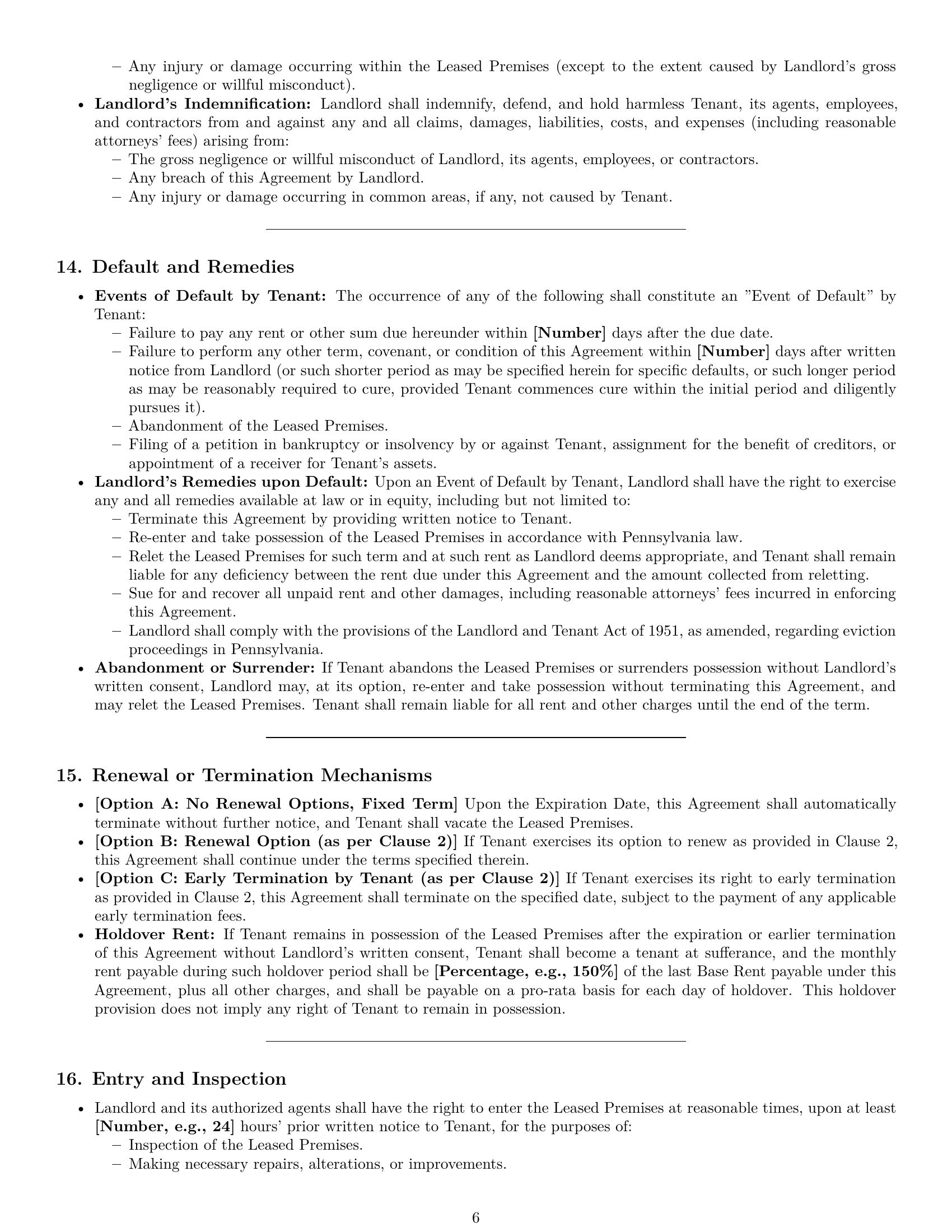 Preview page 6 of Pro Pennsylvania commercial lease agreement template