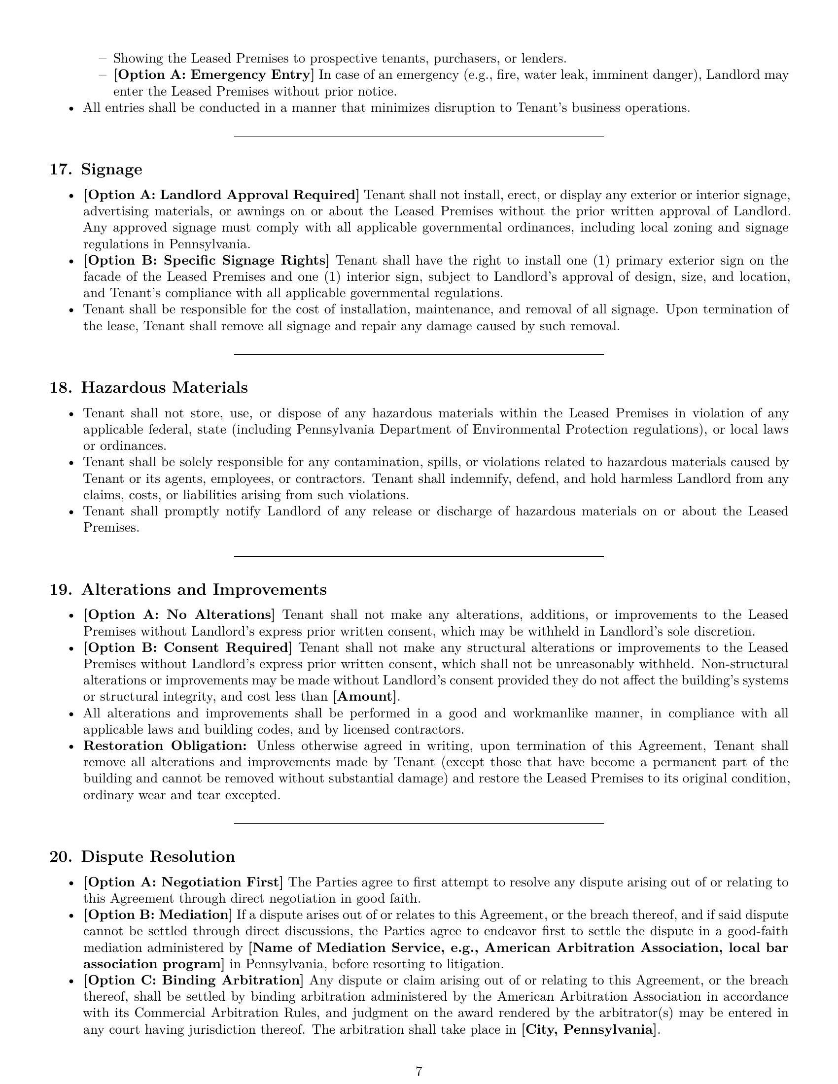 Preview page 7 of Pro Pennsylvania commercial lease agreement template