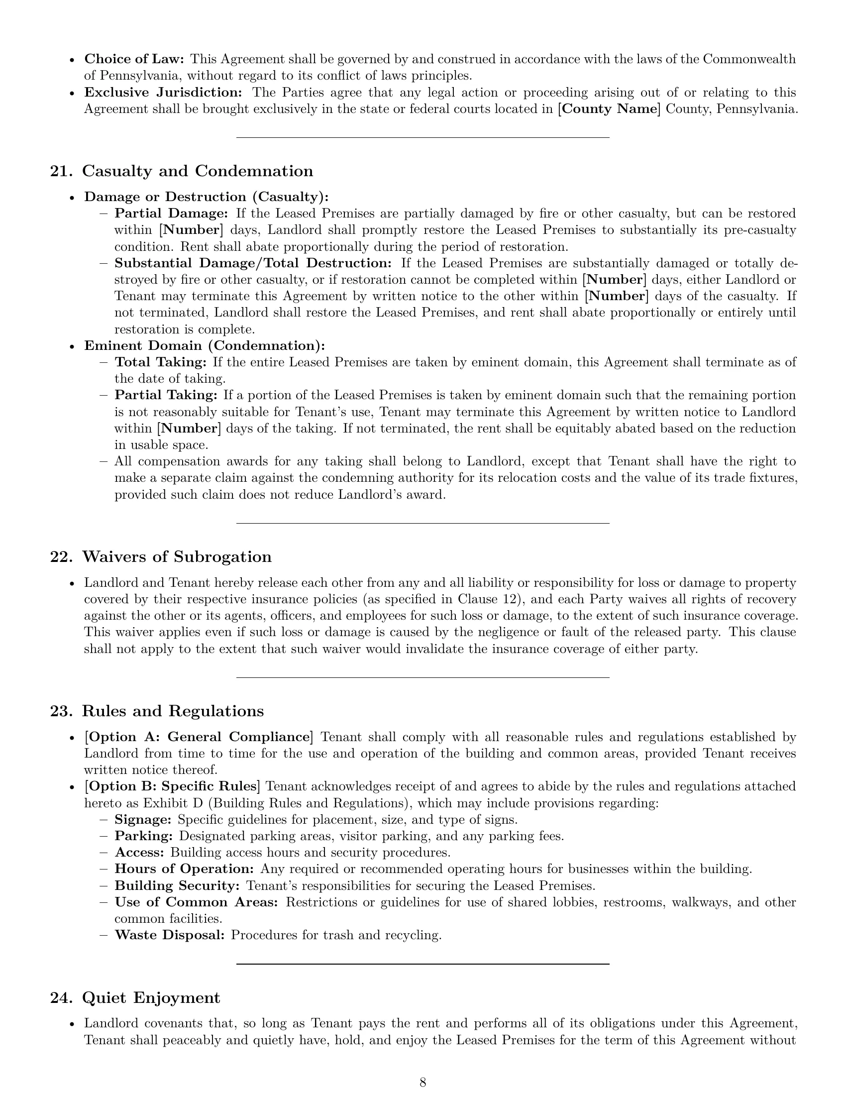 Preview page 8 of Pro Pennsylvania commercial lease agreement template